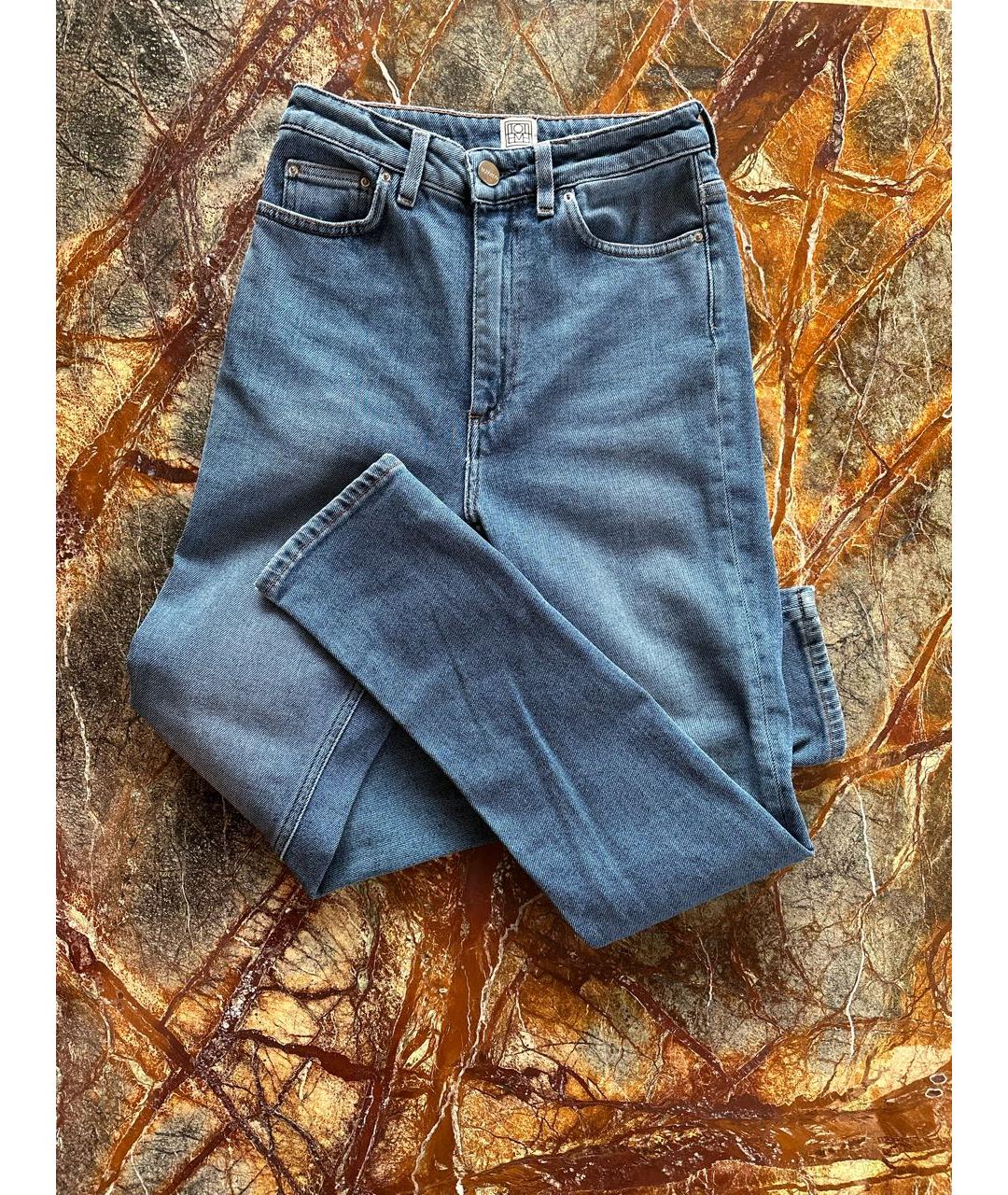 TOTEME Синие хлопко-эластановые джинсы слим, фото 4