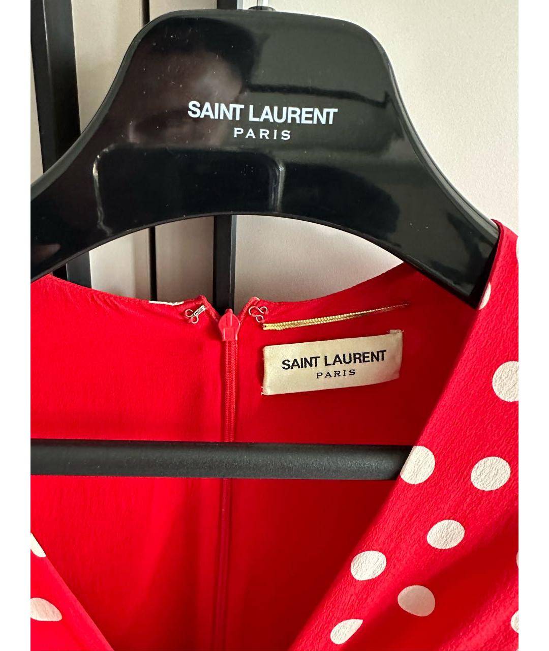 SAINT LAURENT Красное шелковое коктейльное платье, фото 3