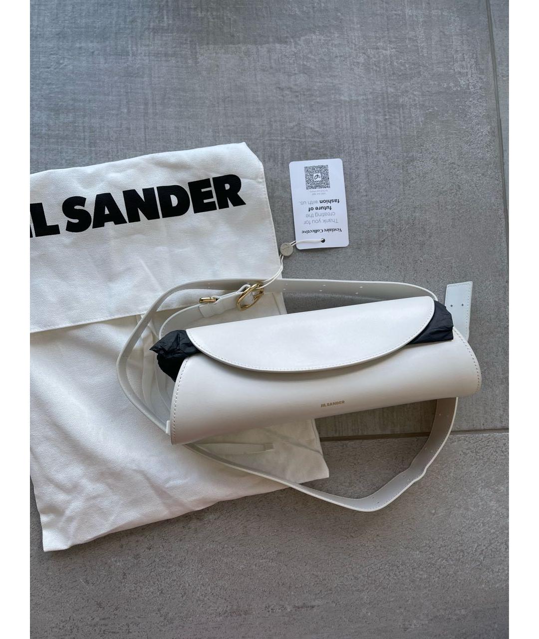 JIL SANDER Белая кожаная сумка через плечо, фото 2