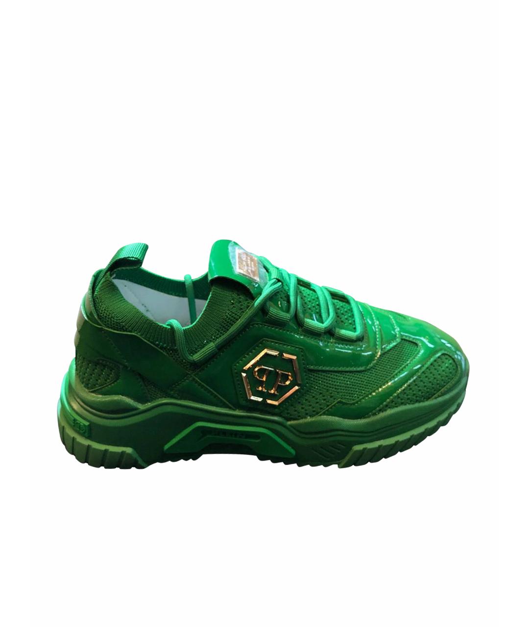PHILIPP PLEIN Зеленые низкие кроссовки / кеды, фото 1