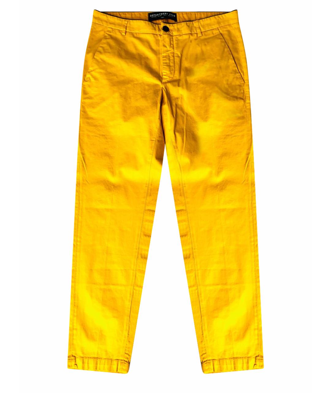 DEPARTMENT 5 Желтые хлопко-эластановые повседневные брюки, фото 1