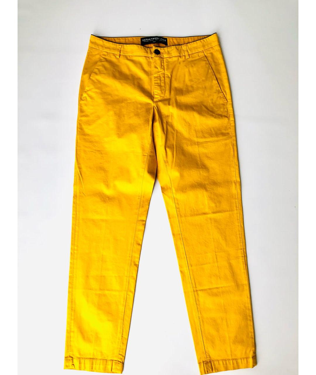 DEPARTMENT 5 Желтые хлопко-эластановые повседневные брюки, фото 9