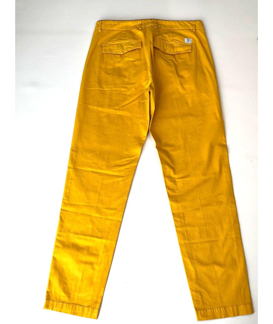 DEPARTMENT 5 Желтые хлопко-эластановые повседневные брюки, фото 2