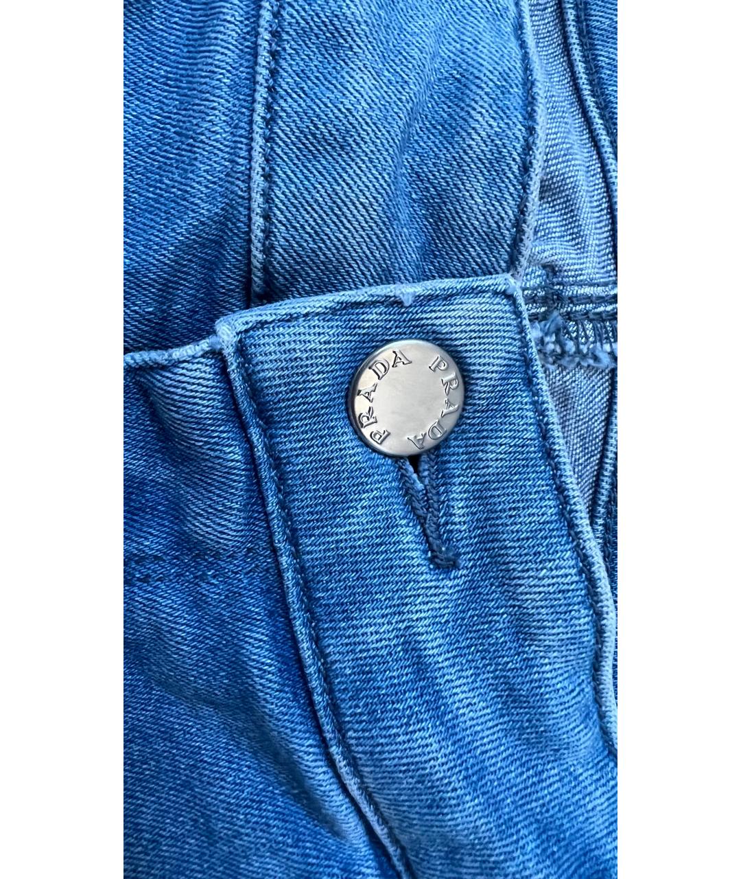PRADA Голубые хлопковые прямые джинсы, фото 5
