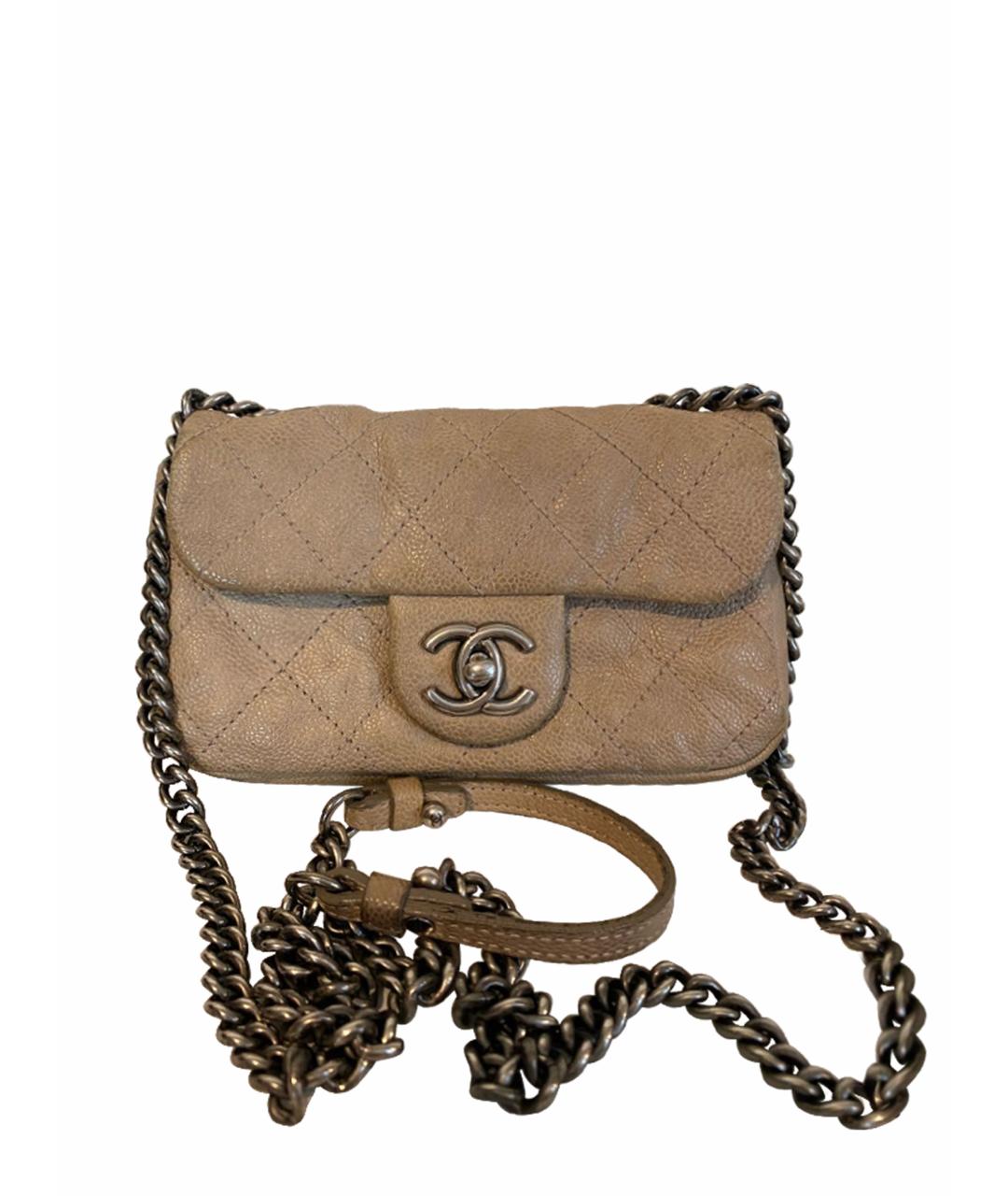 CHANEL Бежевая кожаная сумка через плечо, фото 1