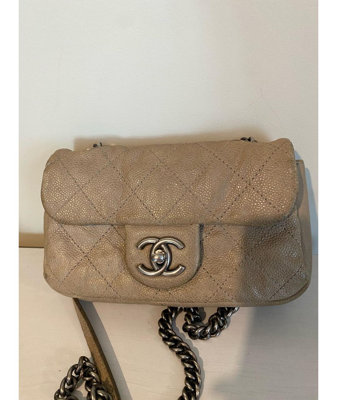 CHANEL Бежевая кожаная сумка через плечо, фото 7