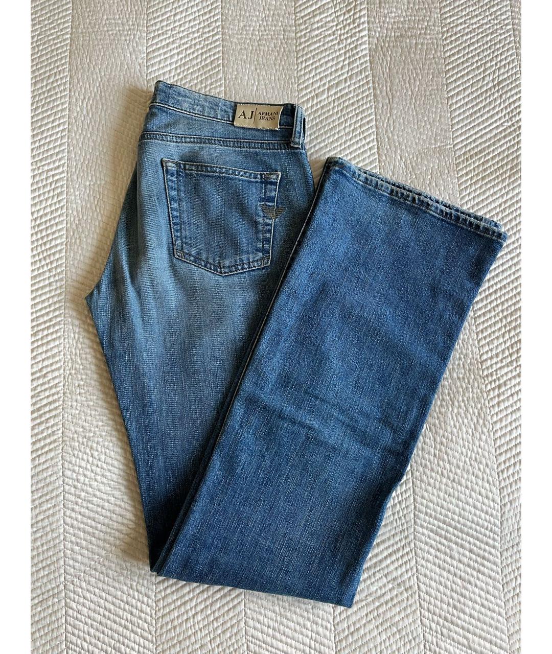 ARMANI JEANS Голубые хлопко-эластановые прямые джинсы, фото 5