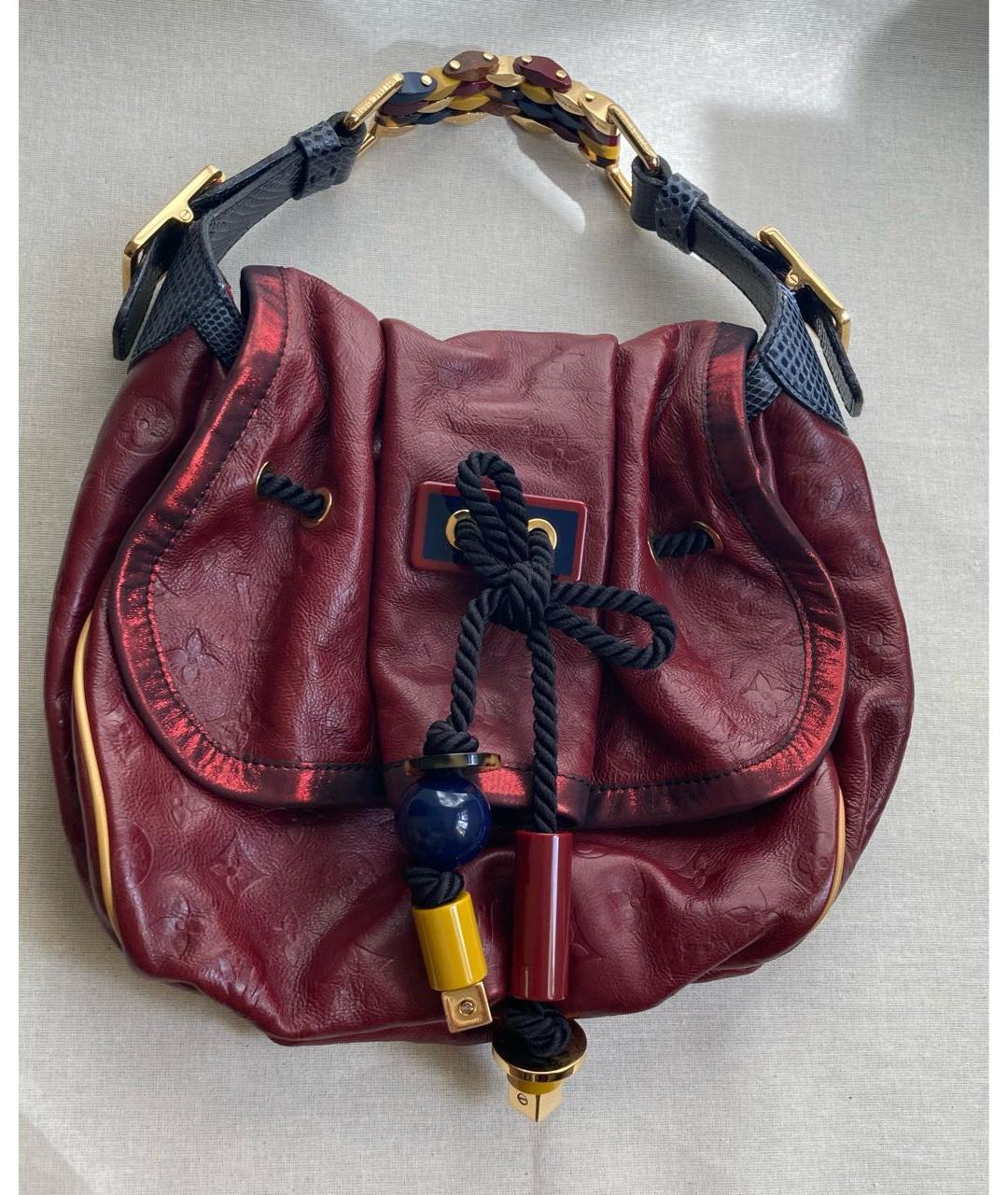 LOUIS VUITTON Бордовая кожаная сумка с короткими ручками, фото 2