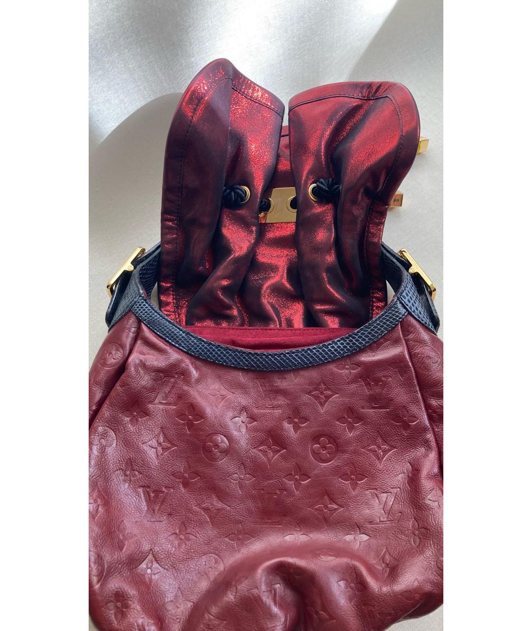 LOUIS VUITTON Бордовая кожаная сумка с короткими ручками, фото 5