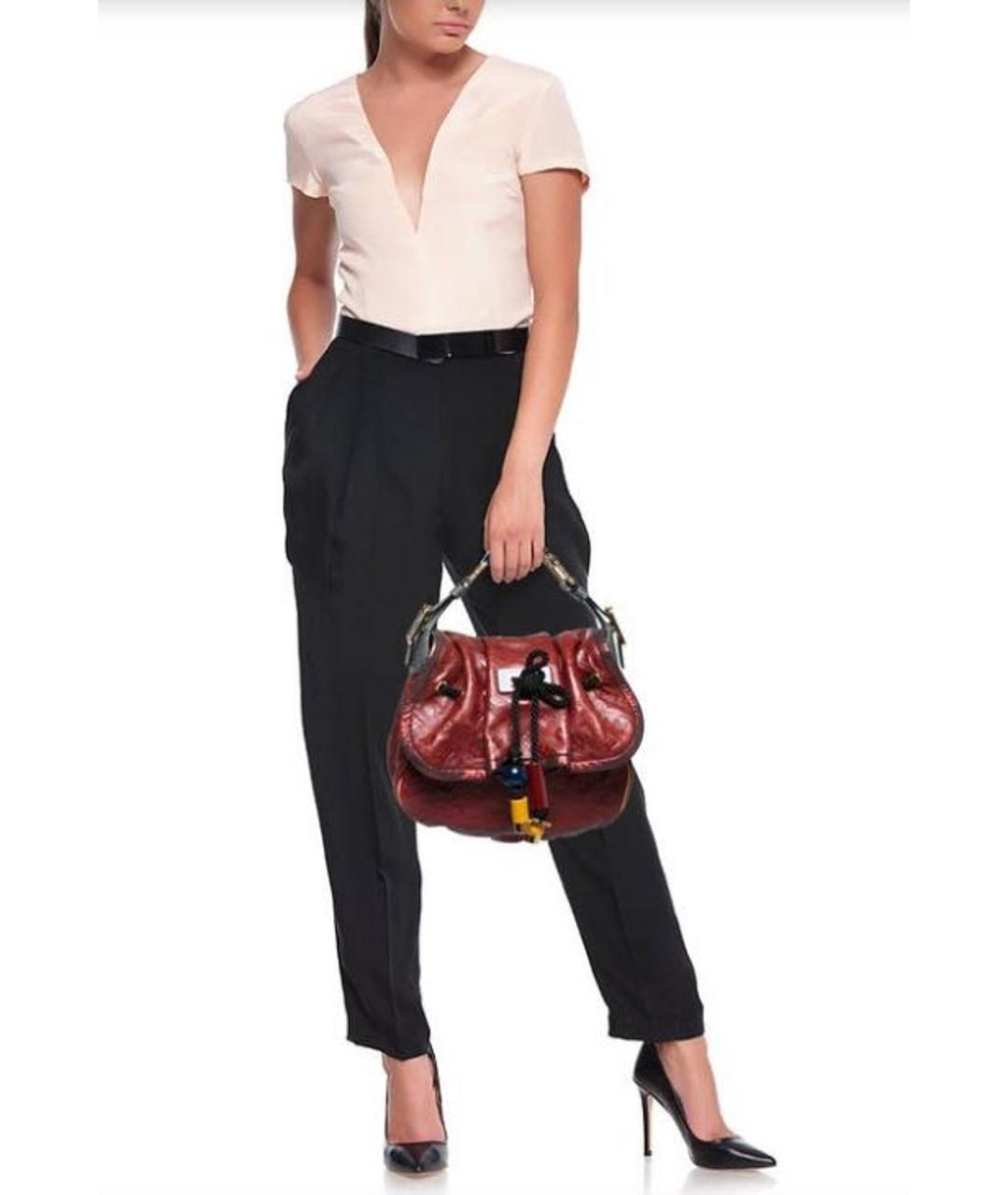 LOUIS VUITTON Бордовая кожаная сумка с короткими ручками, фото 8