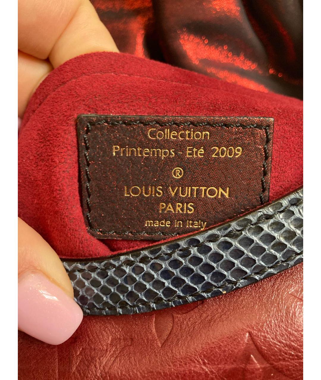 LOUIS VUITTON Бордовая кожаная сумка с короткими ручками, фото 6