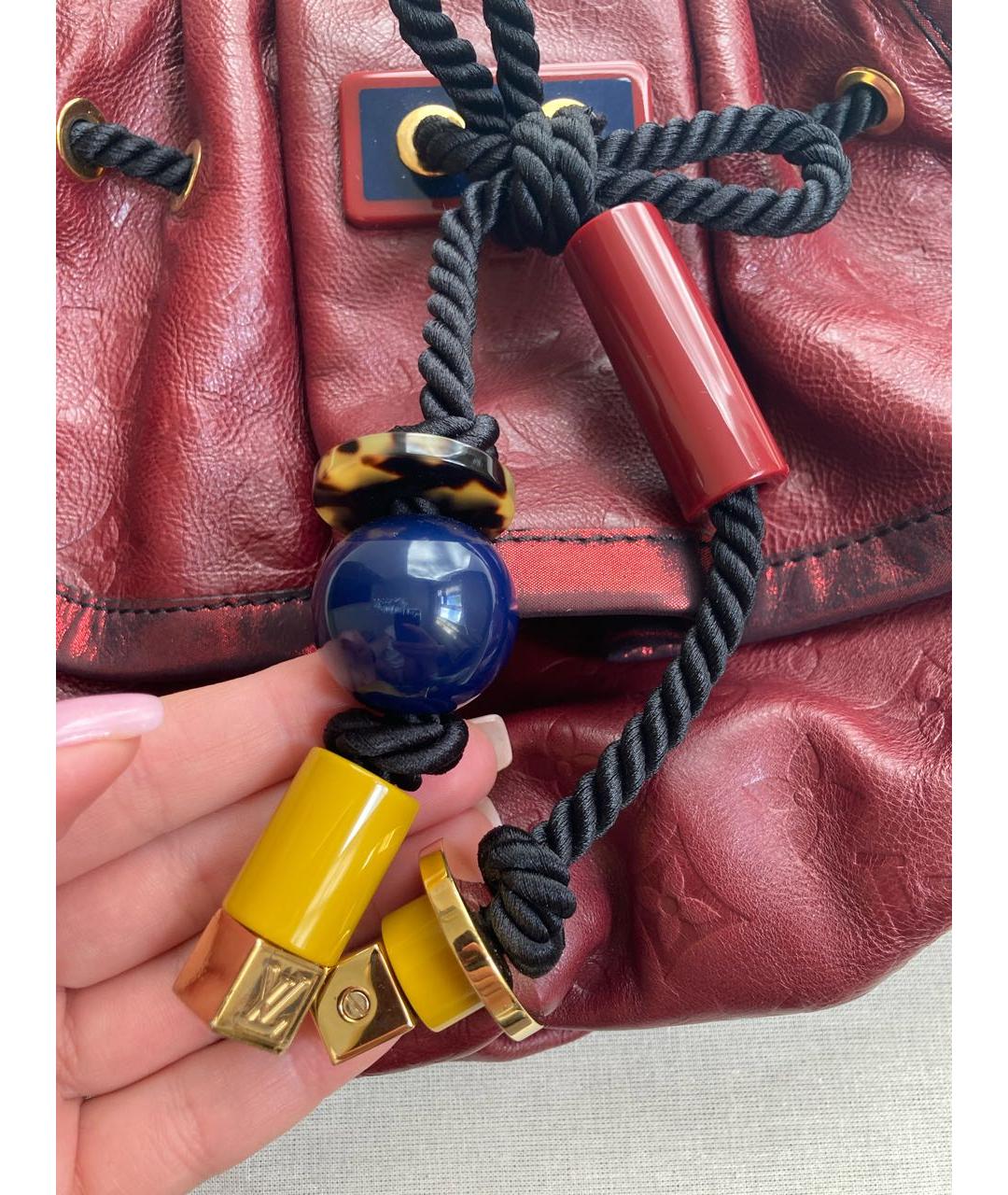 LOUIS VUITTON Бордовая кожаная сумка с короткими ручками, фото 7