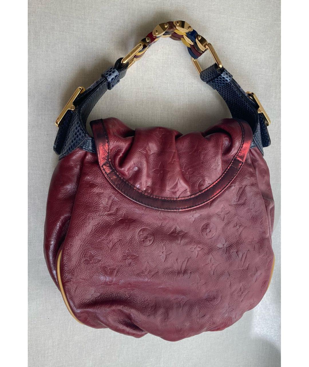 LOUIS VUITTON Бордовая кожаная сумка с короткими ручками, фото 3