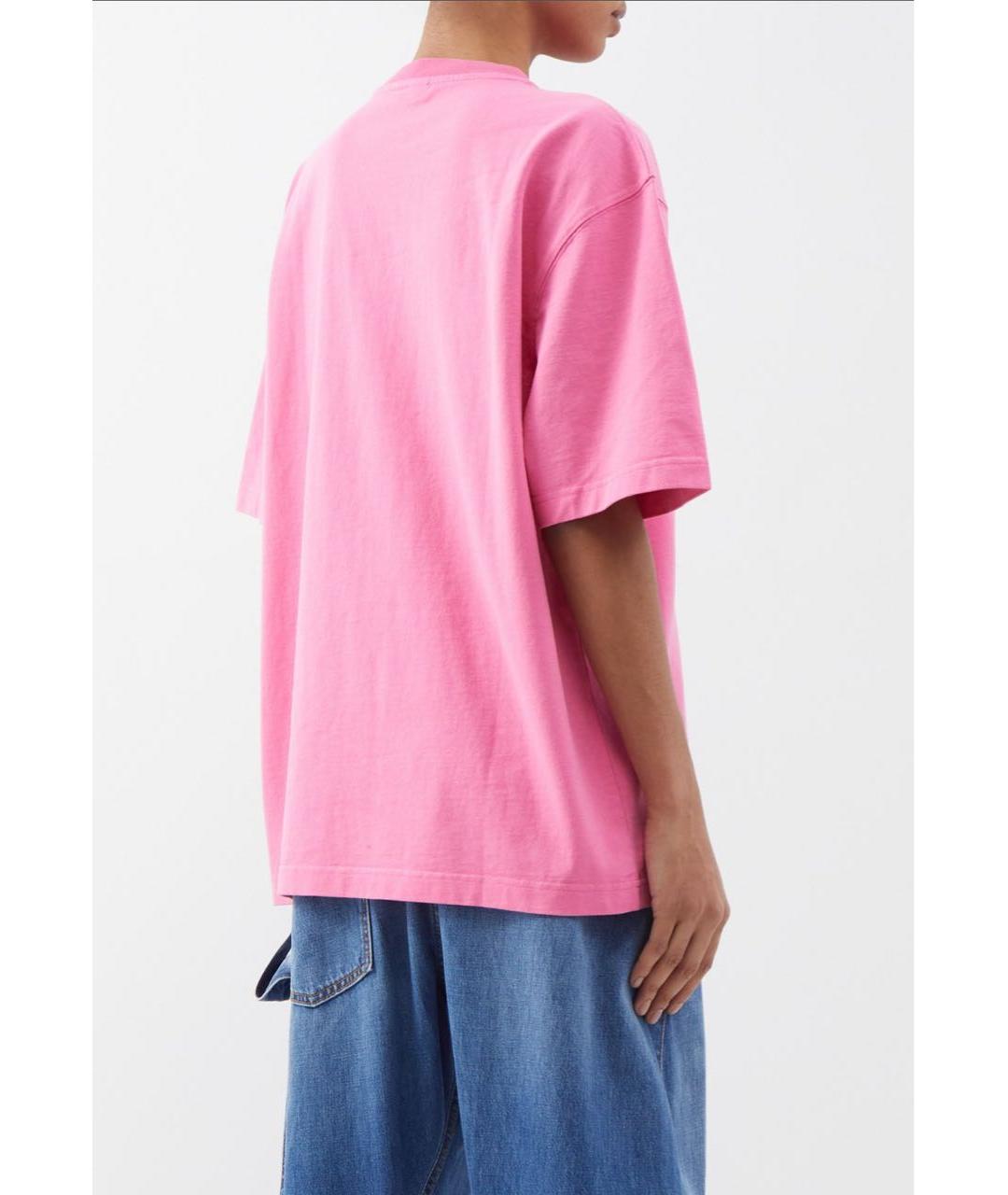 JACQUEMUS Розовая хлопковая футболка, фото 3