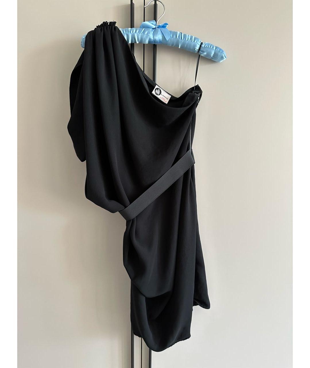 LANVIN Черное шелковое коктейльное платье, фото 5