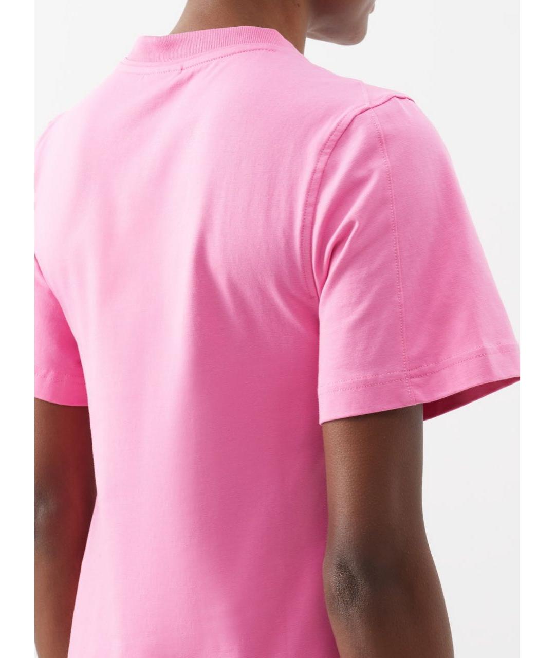 JACQUEMUS Розовая хлопковая футболка, фото 6