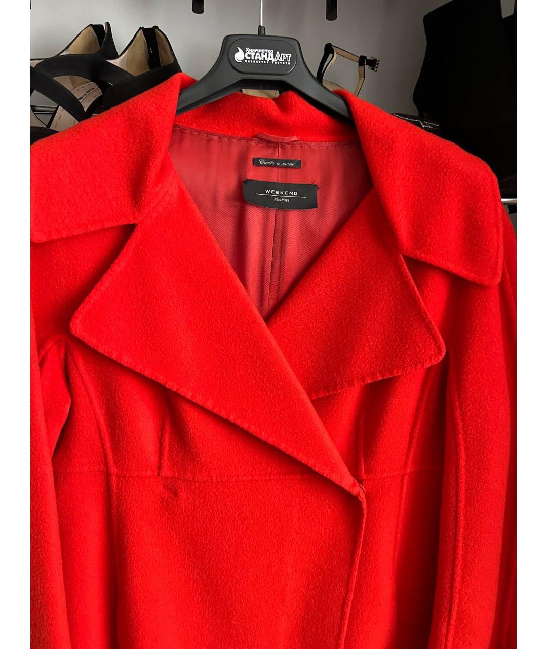 WEEKEND MAX MARA Красное шерстяное пальто, фото 6