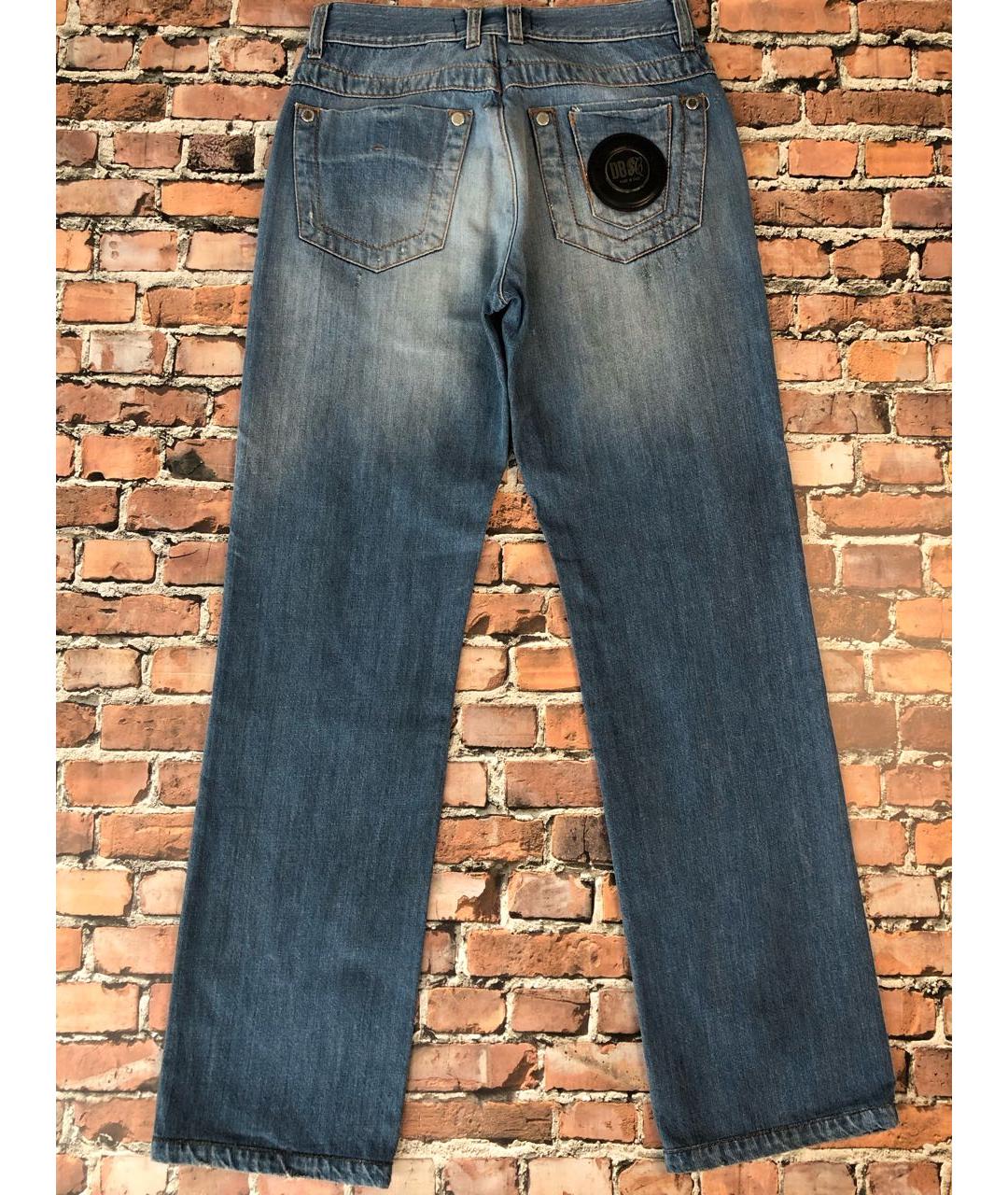 BIKKEMBERGS Синие хлопковые прямые джинсы, фото 2