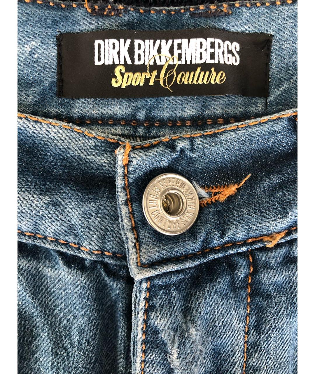 BIKKEMBERGS Синие хлопковые прямые джинсы, фото 8
