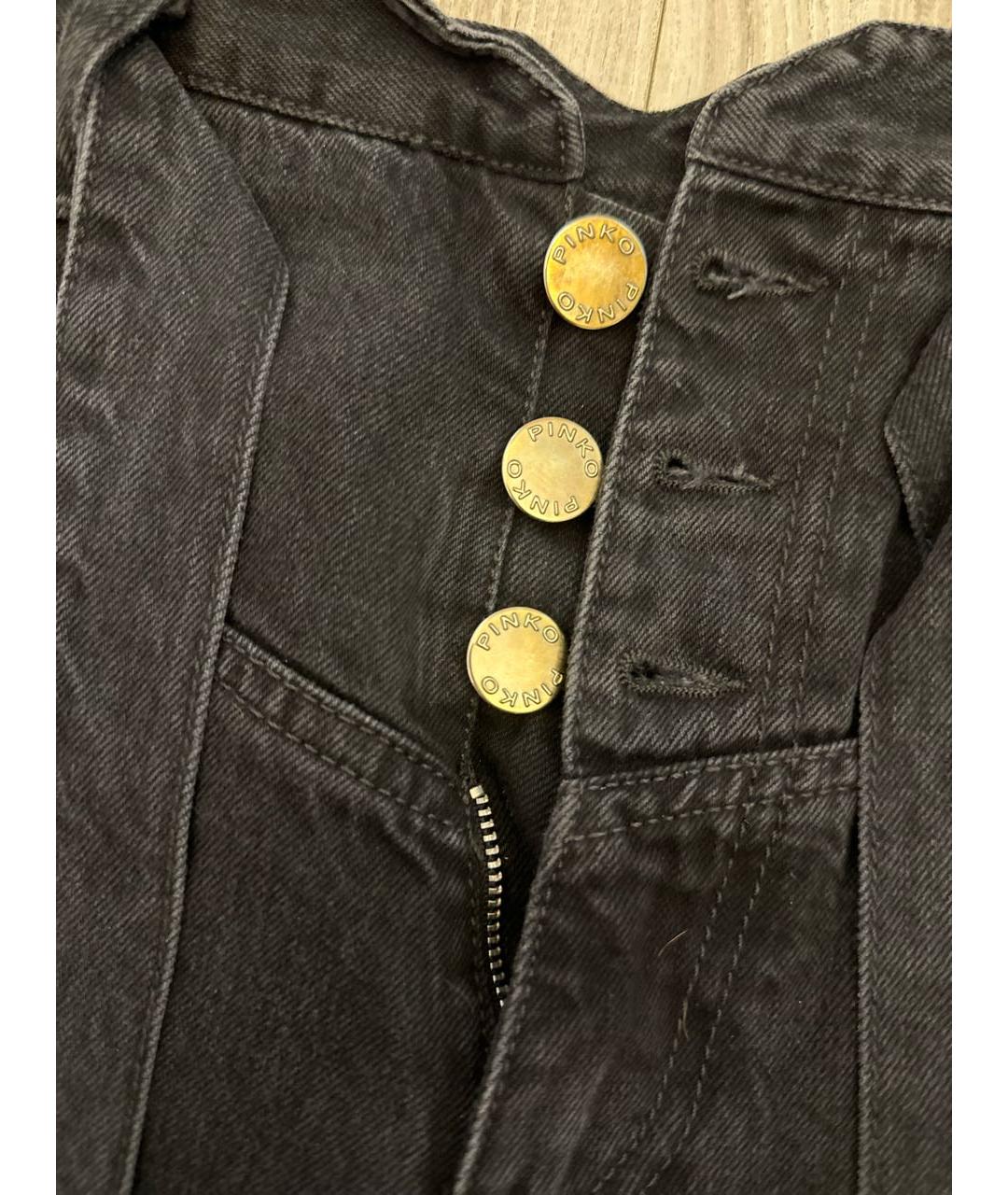 PINKO Черные хлопковые прямые джинсы, фото 4
