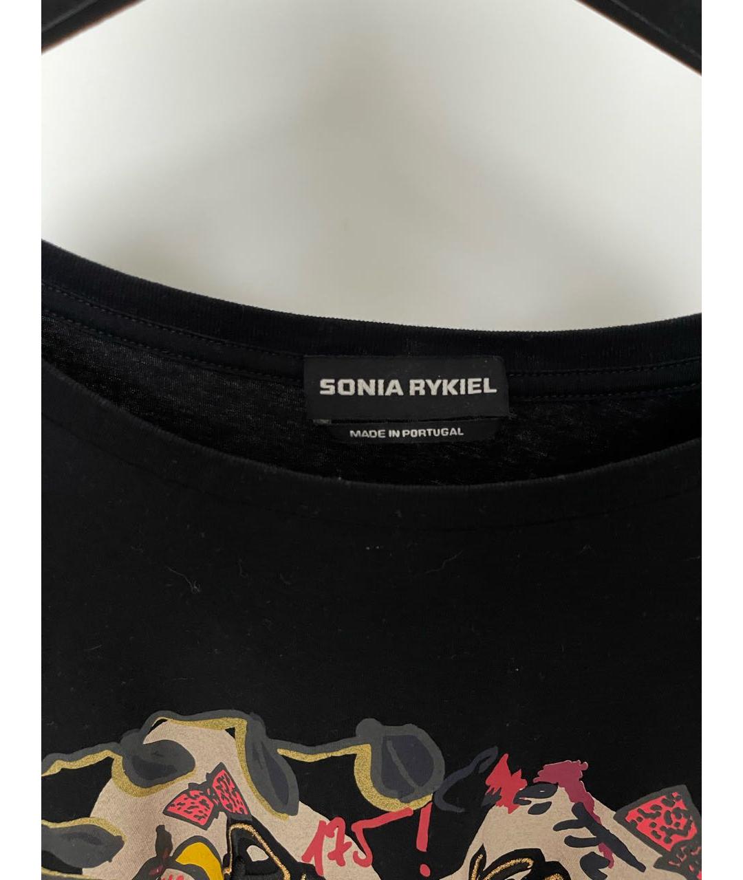 SONIA RYKIEL Черная хлопковая футболка, фото 2