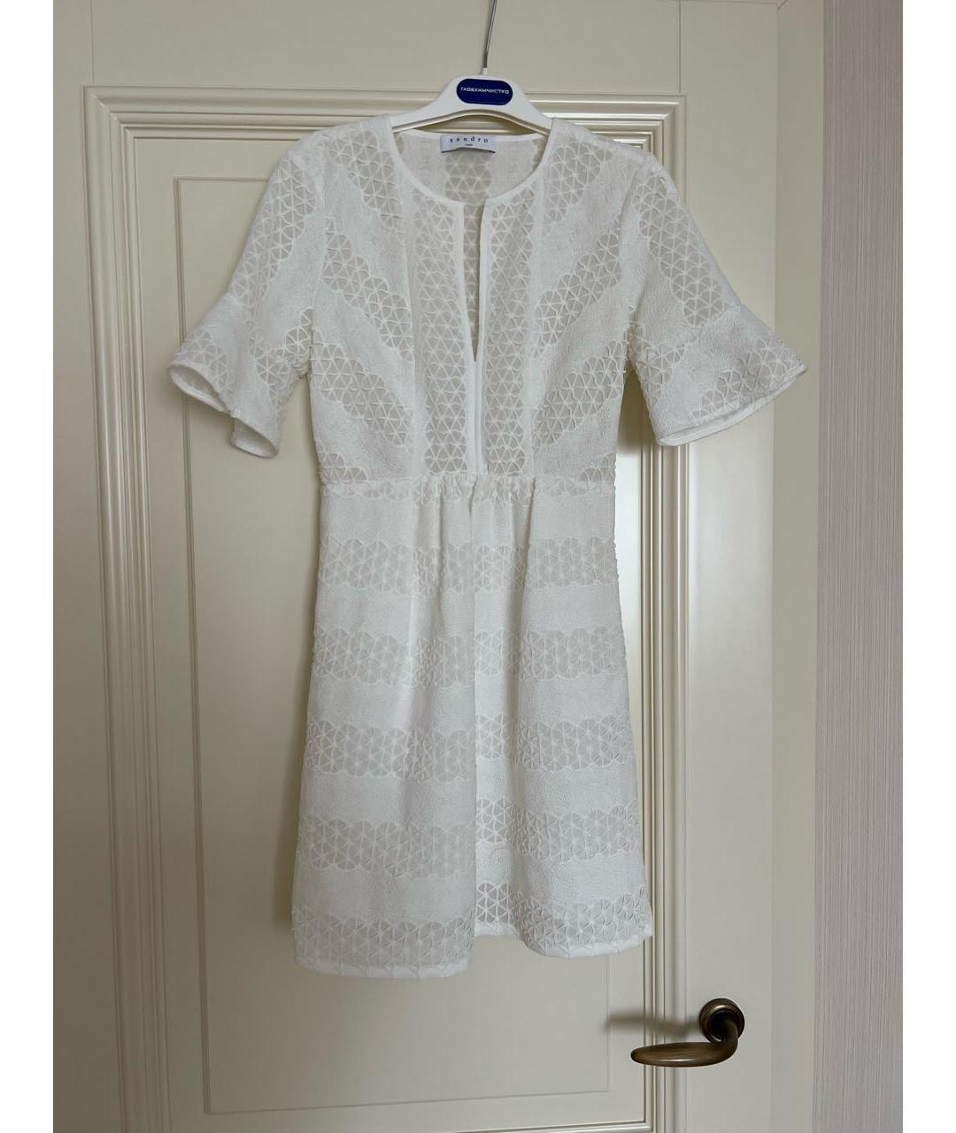 SANDRO Белое кружевное повседневное платье, фото 5