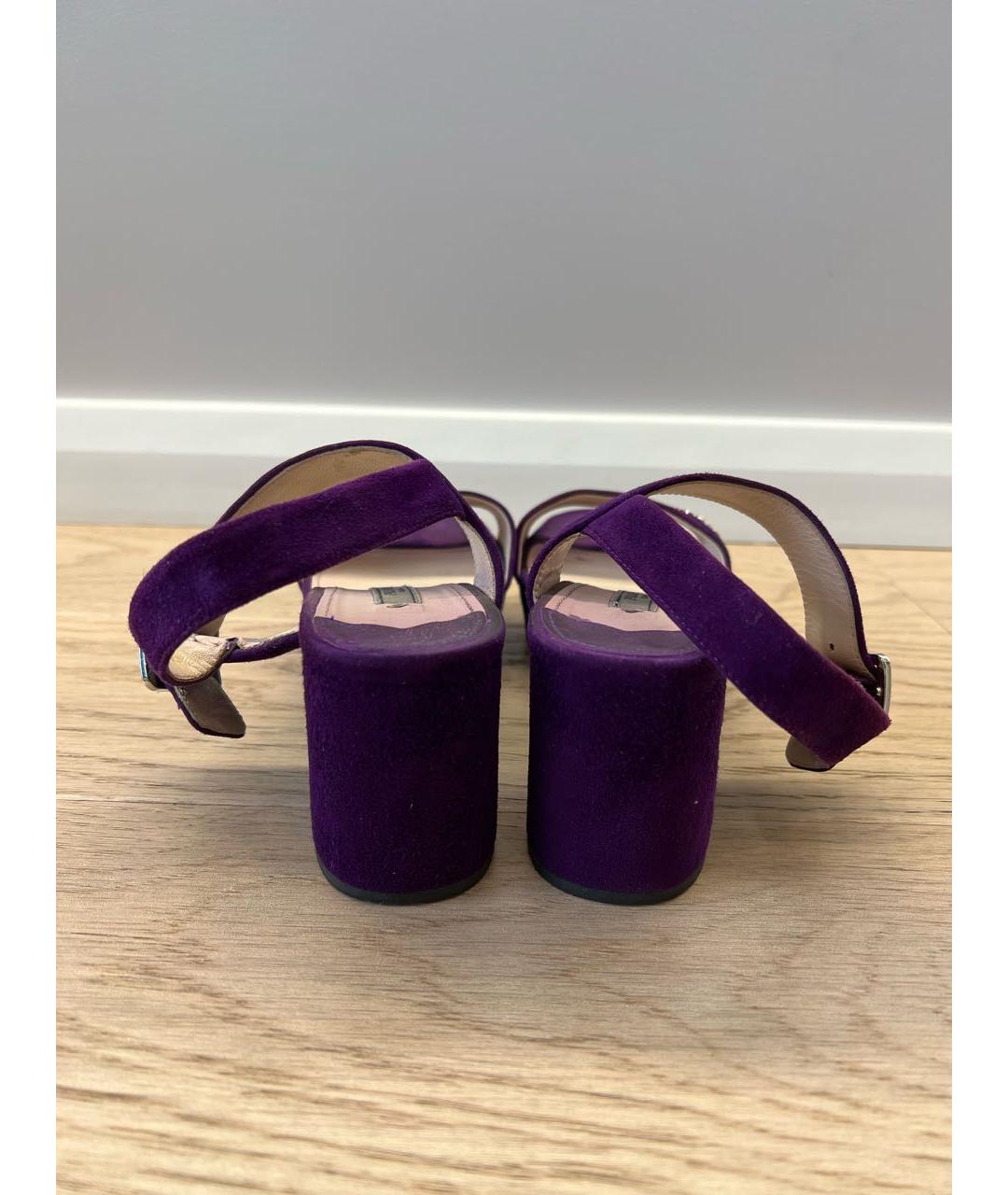 PRADA Фиолетовые замшевые босоножки, фото 4