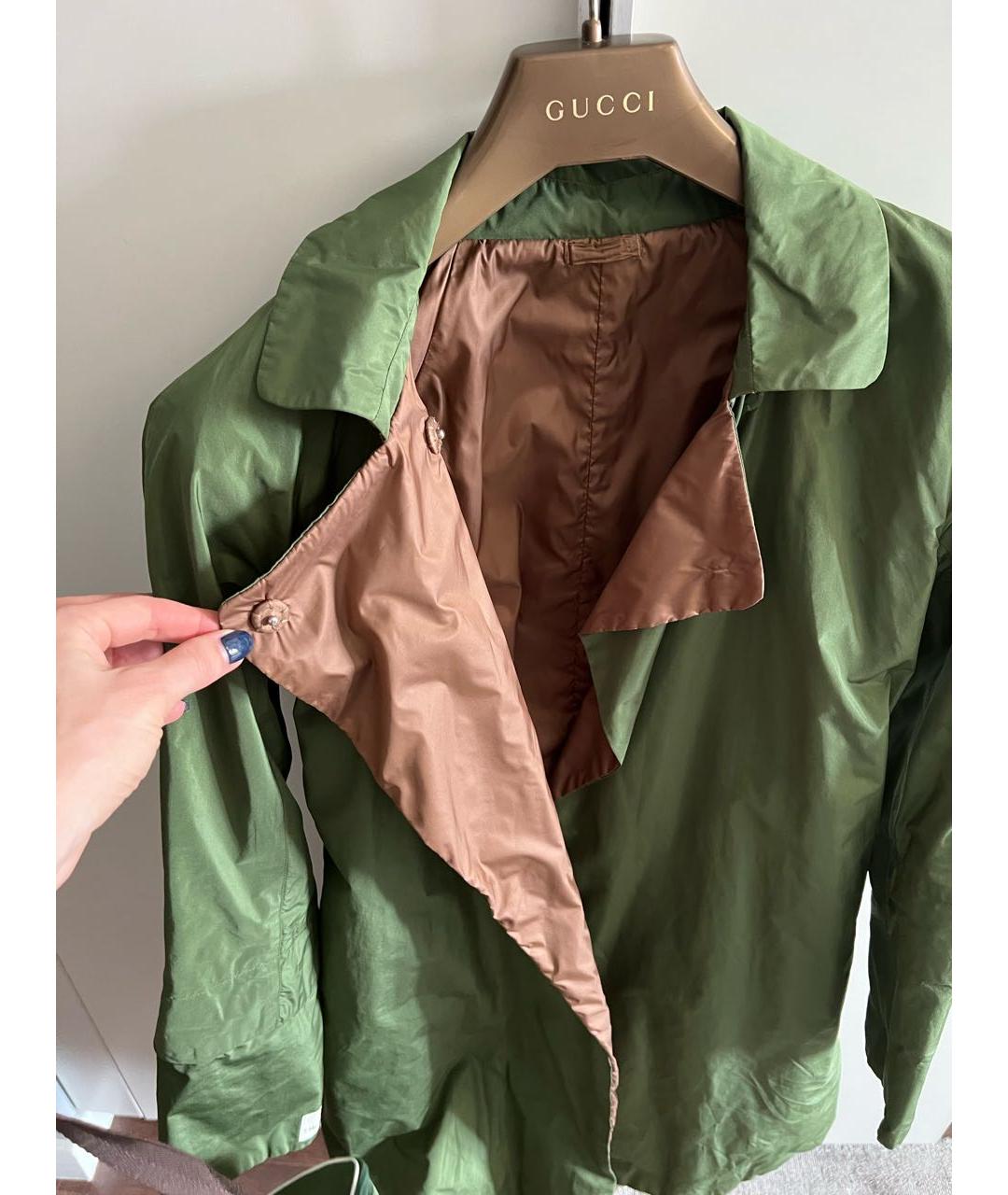 'S MAX MARA Зеленый полиэстеровый тренч/плащ, фото 4