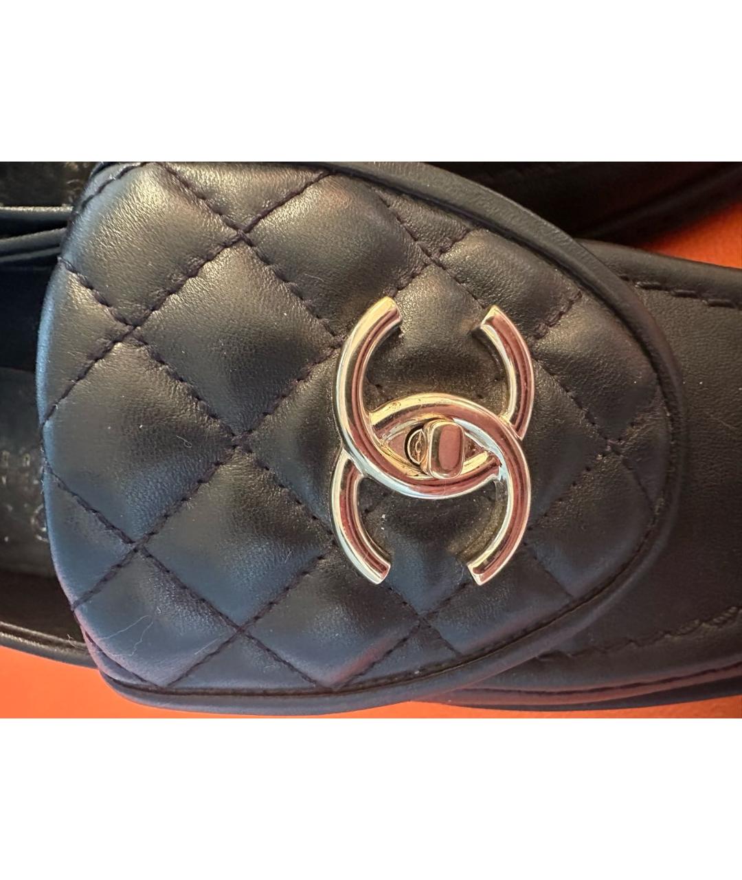 CHANEL PRE-OWNED Черные кожаные лоферы, фото 5