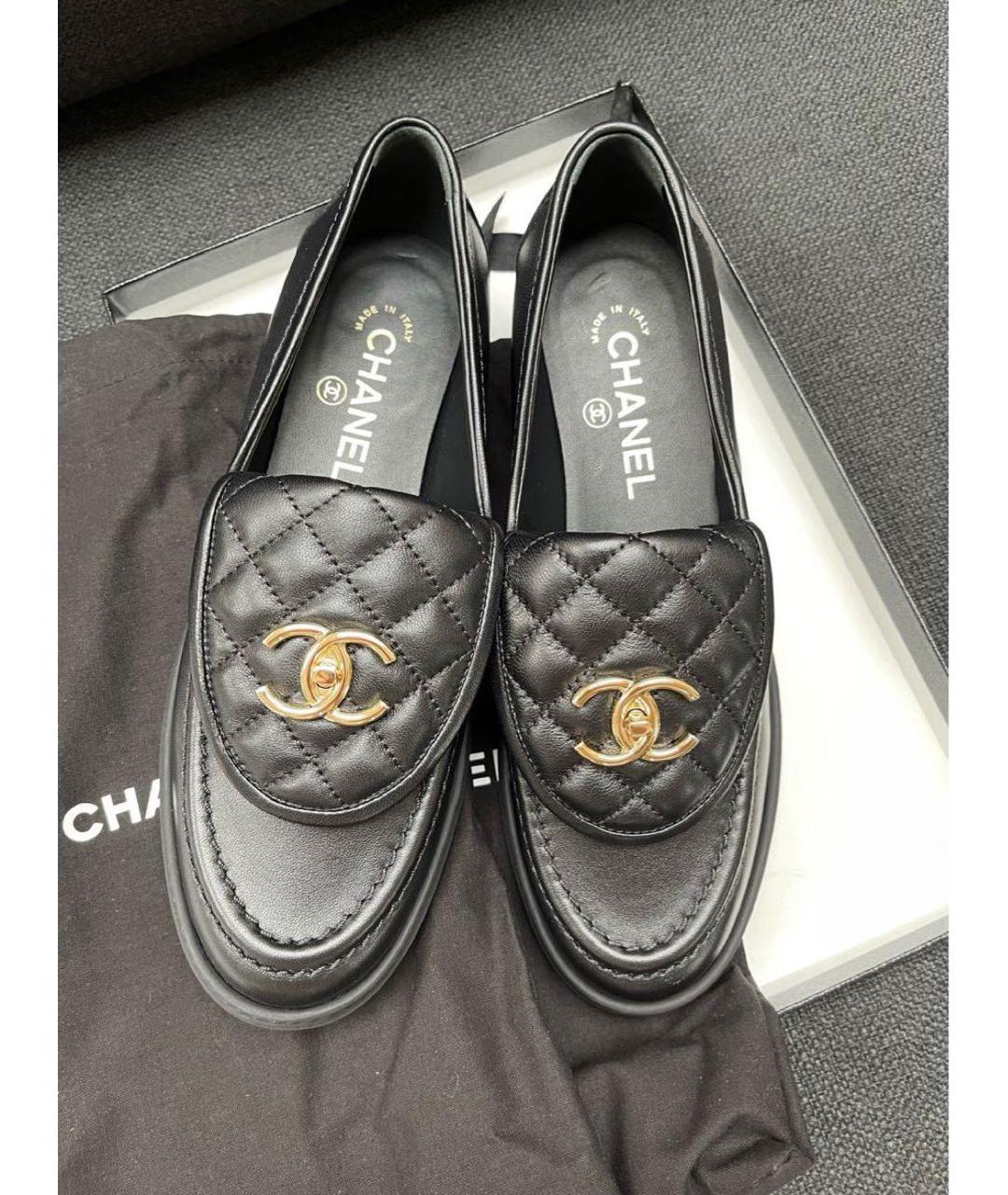 CHANEL Черные кожаные лоферы, фото 8