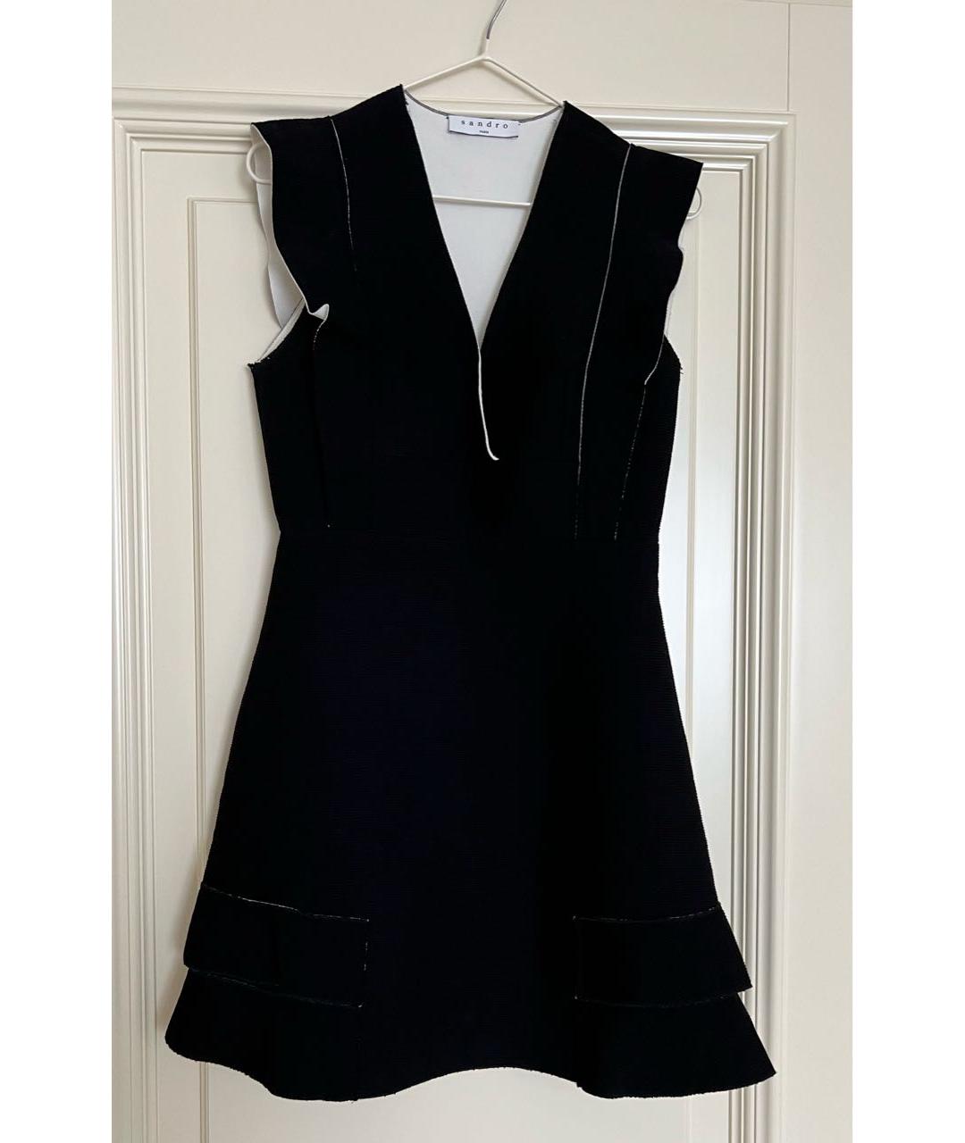 SANDRO Черное полиамидовое коктейльное платье, фото 5