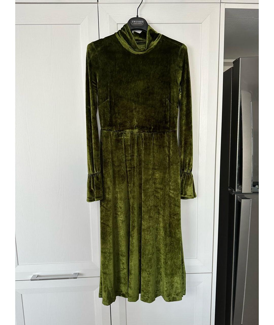 TWIN-SET Зеленые вискозное коктейльное платье, фото 9