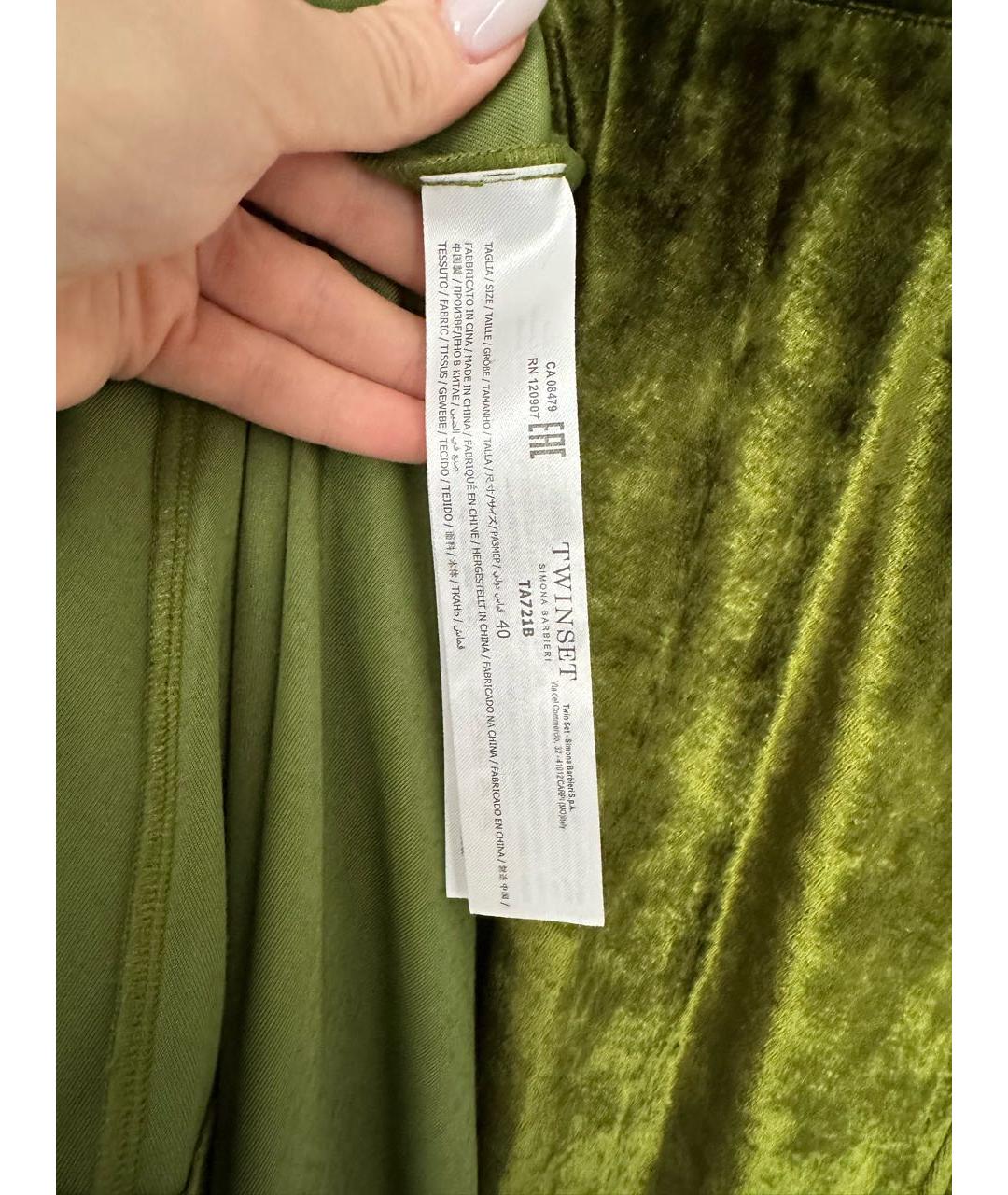 TWIN-SET Зеленые вискозное коктейльное платье, фото 8