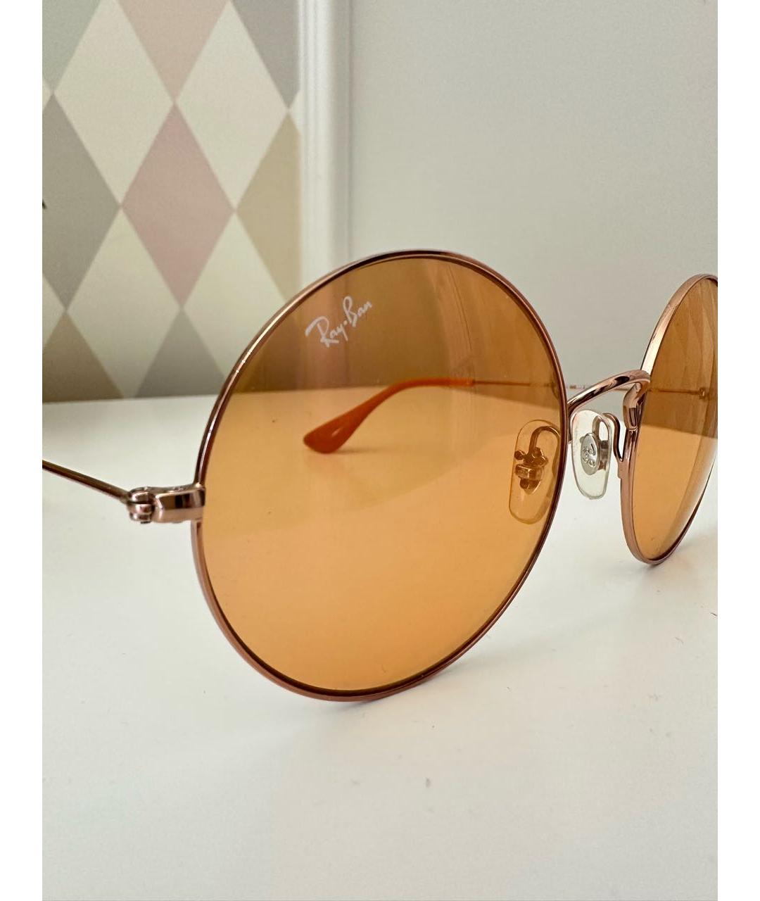 RAY BAN Оранжевое металлические солнцезащитные очки, фото 3