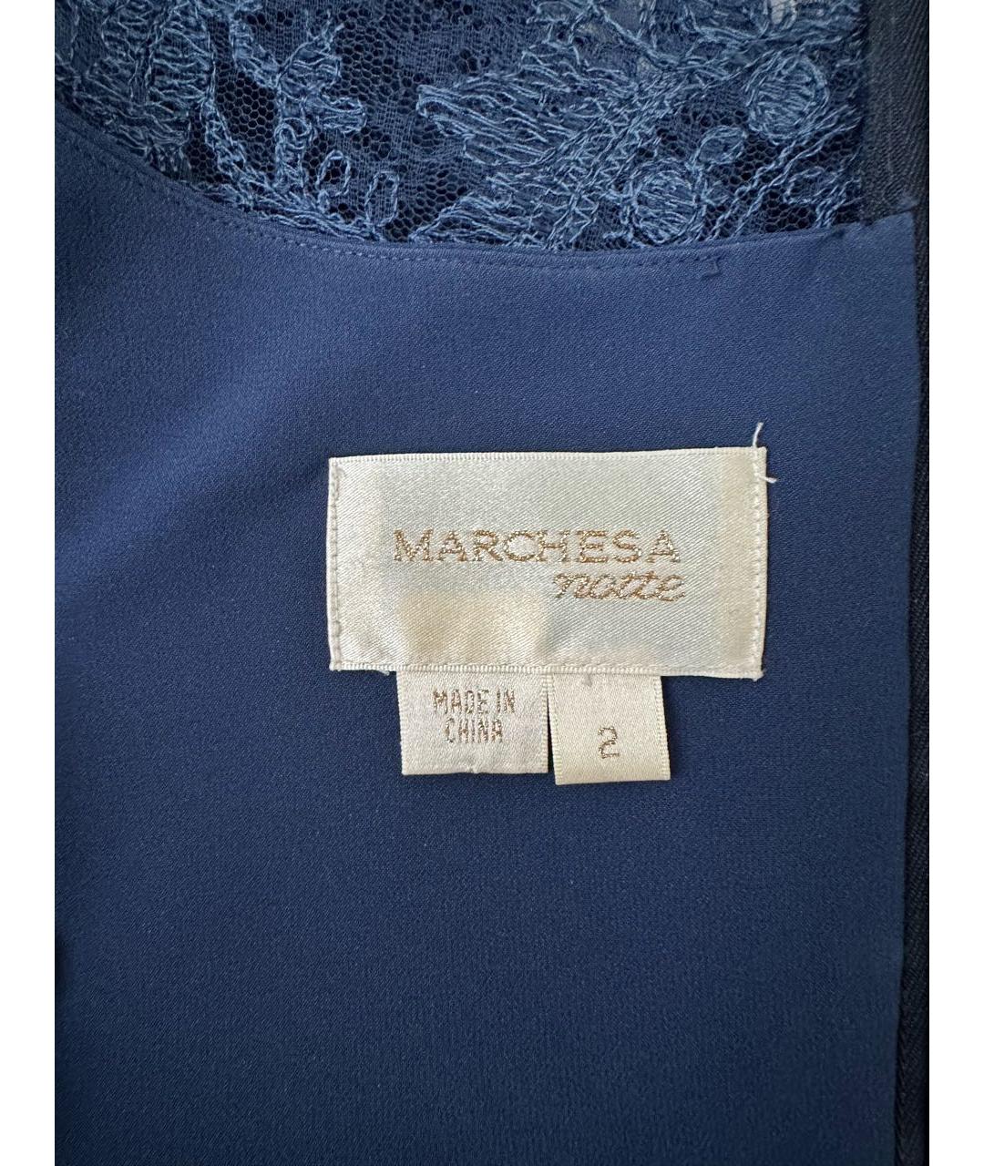 MARCHESA NOTTE Темно-синее шелковое коктейльное платье, фото 7