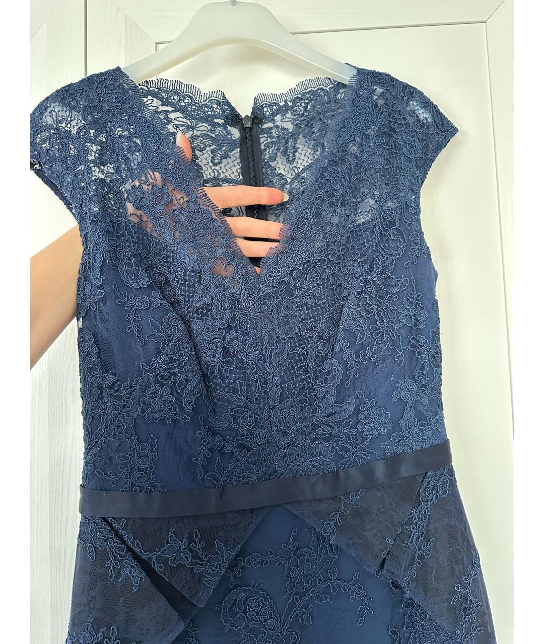 MARCHESA NOTTE Темно-синее шелковое коктейльное платье, фото 4