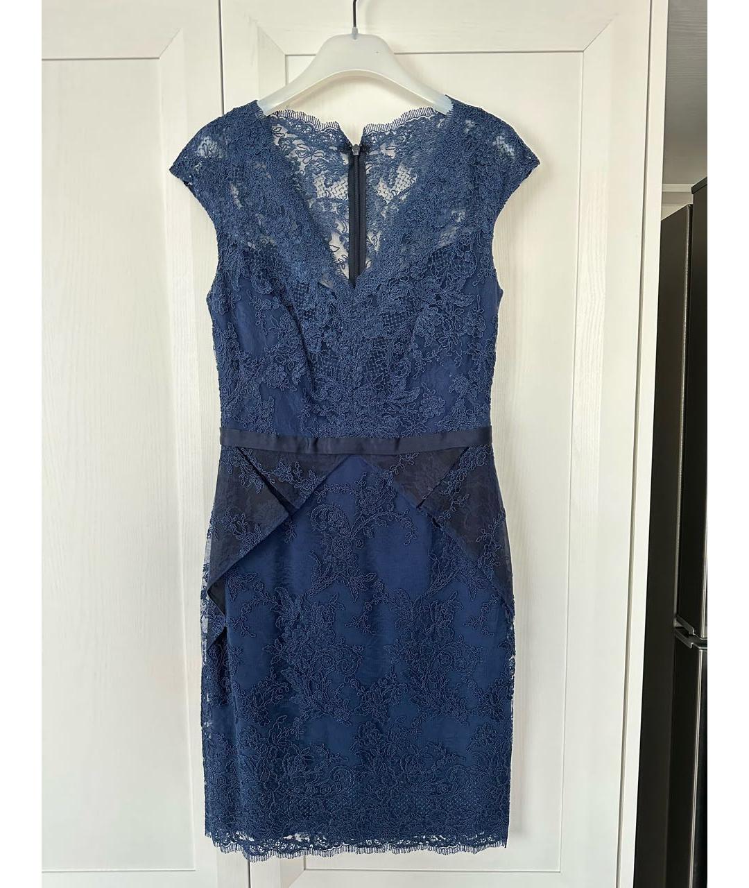 MARCHESA NOTTE Темно-синее шелковое коктейльное платье, фото 9