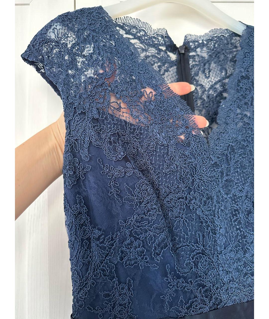 MARCHESA NOTTE Темно-синее шелковое коктейльное платье, фото 8