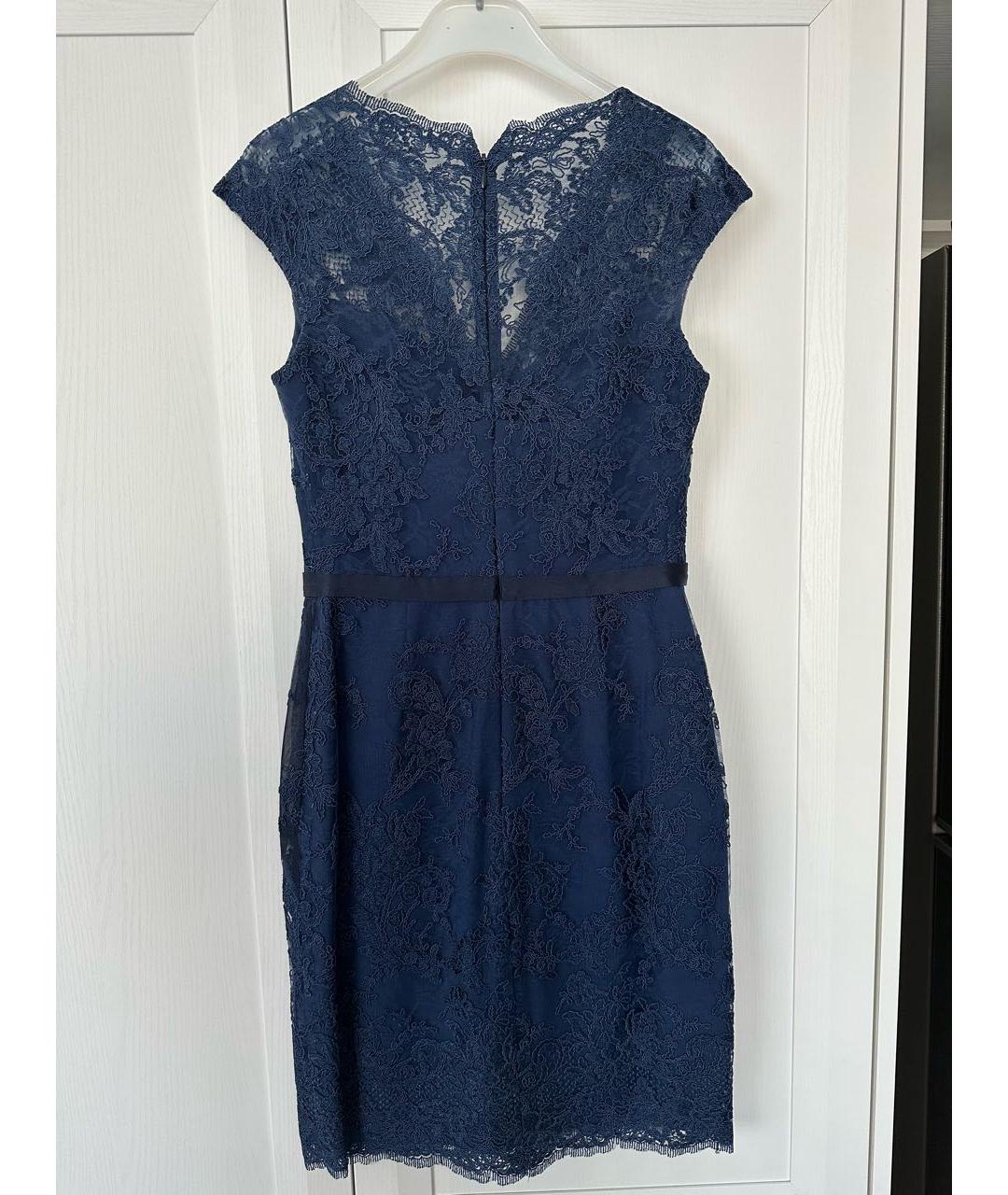 MARCHESA NOTTE Темно-синее шелковое коктейльное платье, фото 2