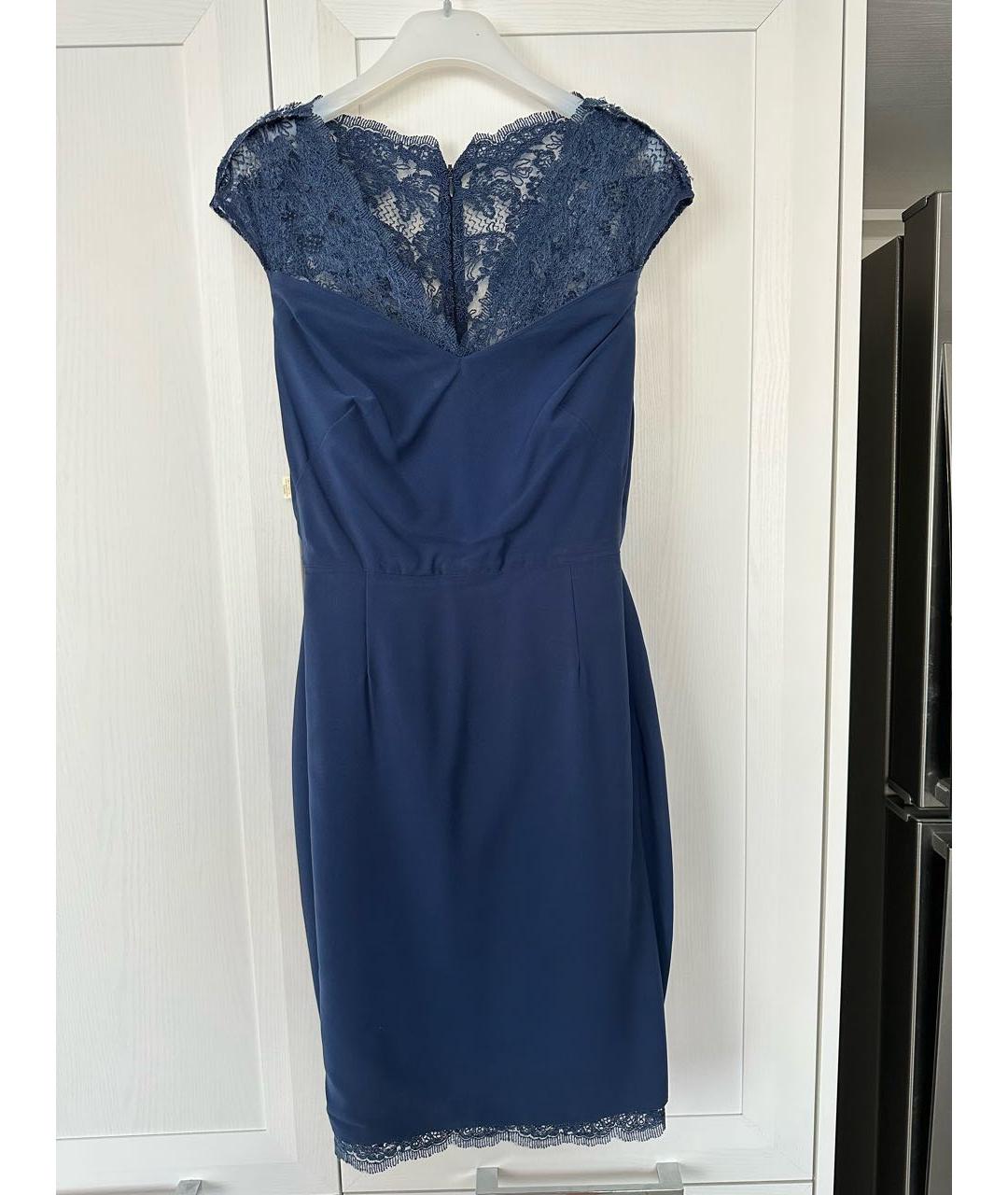 MARCHESA NOTTE Темно-синее шелковое коктейльное платье, фото 3