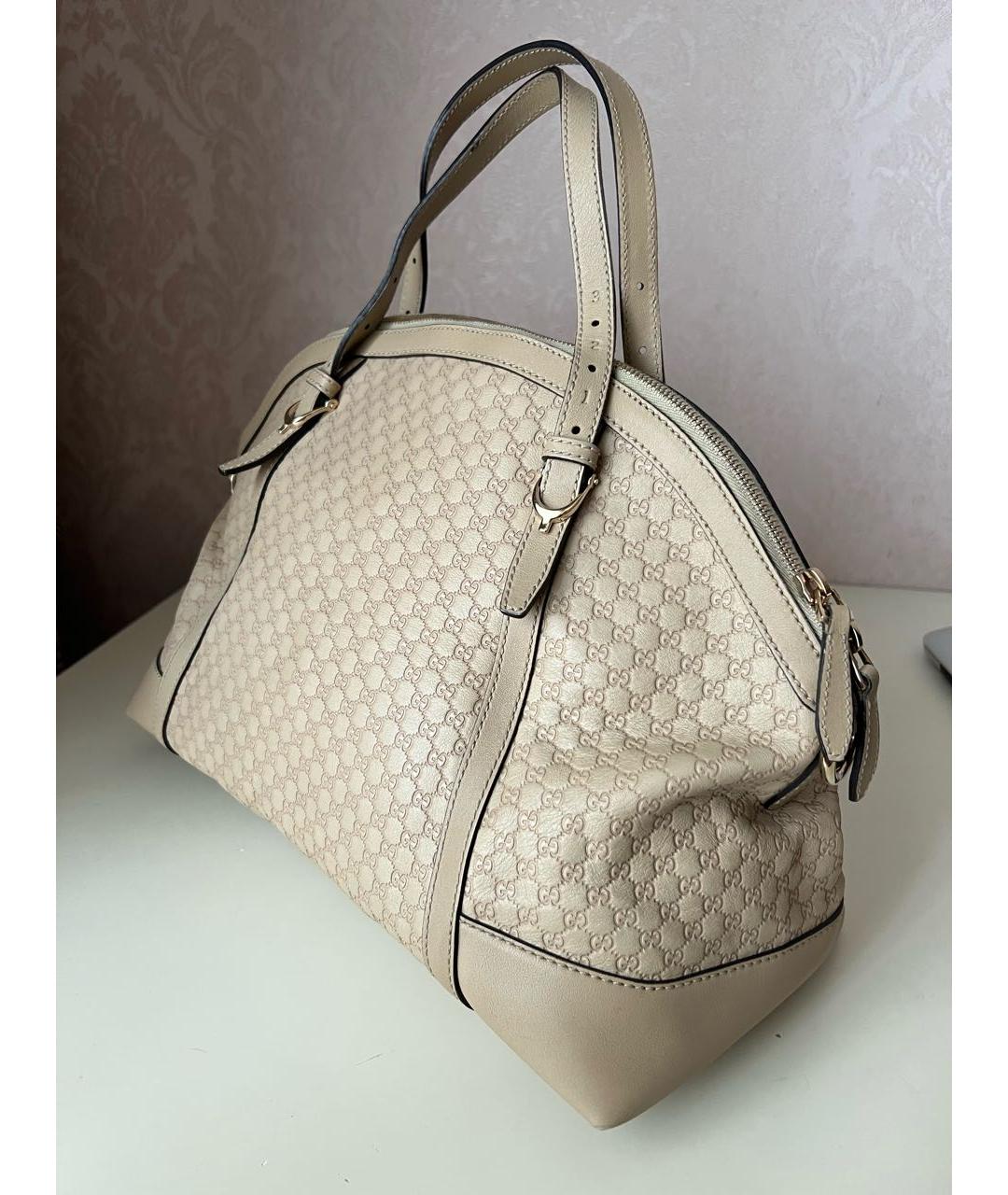 GUCCI Бежевая кожаная сумка тоут, фото 2