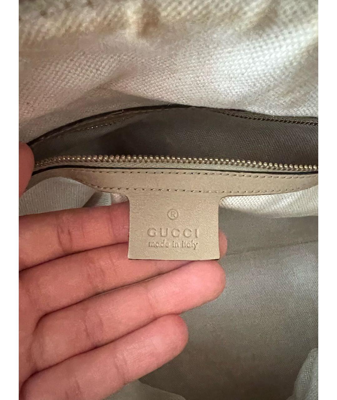 GUCCI Бежевая кожаная сумка тоут, фото 3