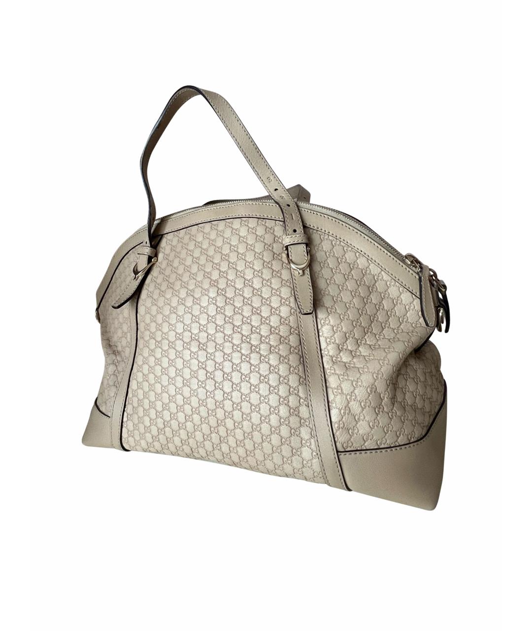 GUCCI Бежевая кожаная сумка тоут, фото 1