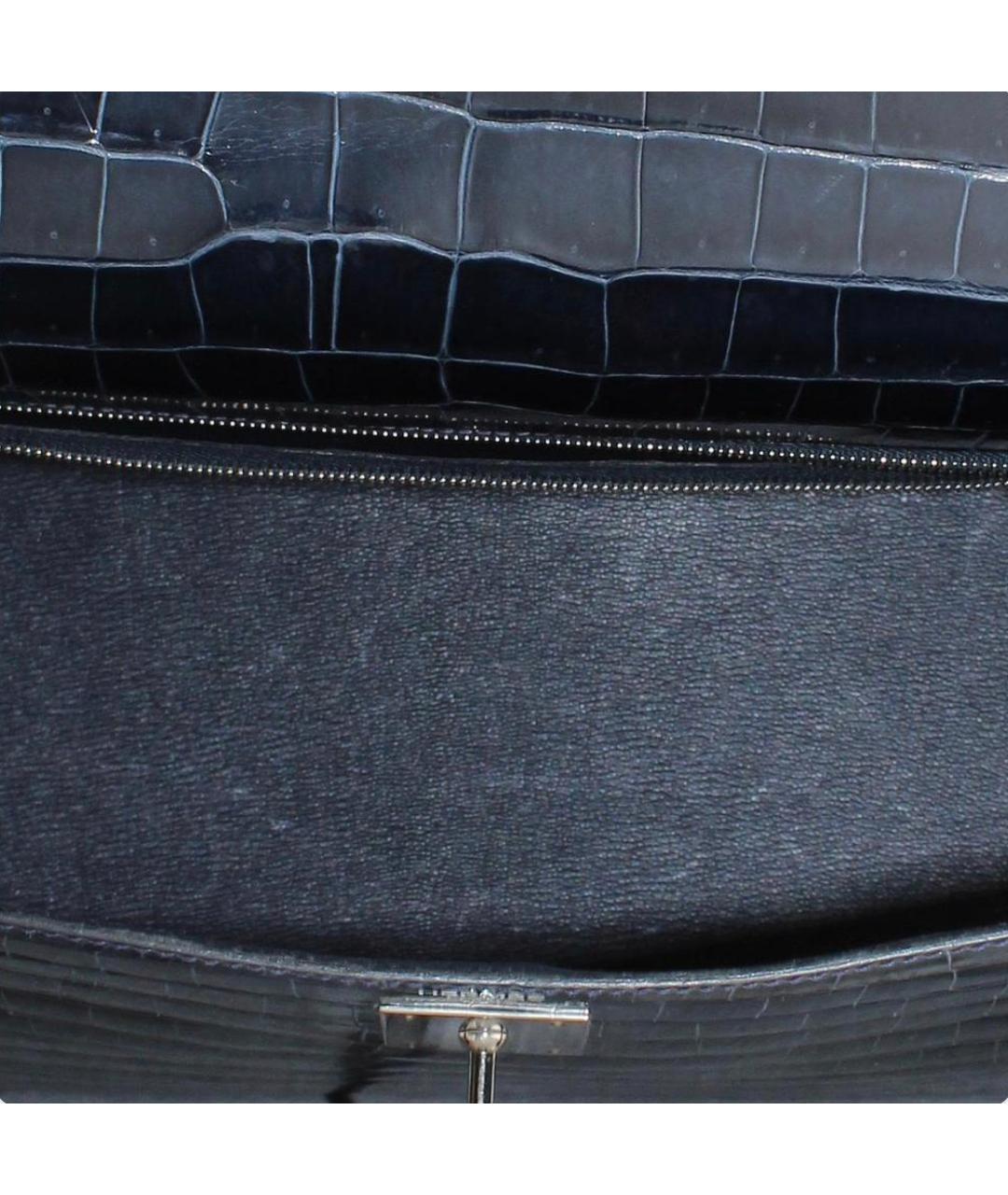 HERMES PRE-OWNED Темно-синяя сумка с короткими ручками из экзотической кожи, фото 4