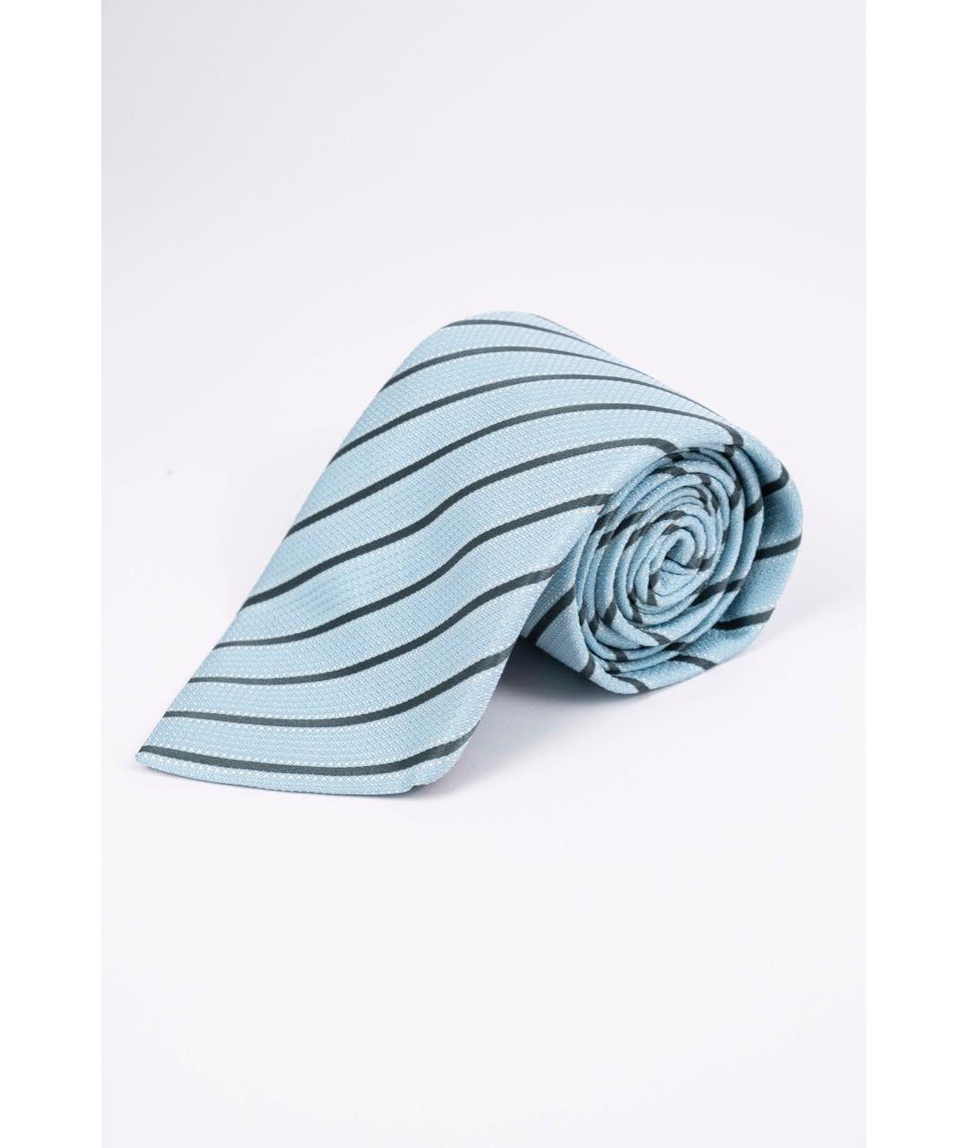UOMO COLLEZIONI Голубой шелковый галстук, фото 4