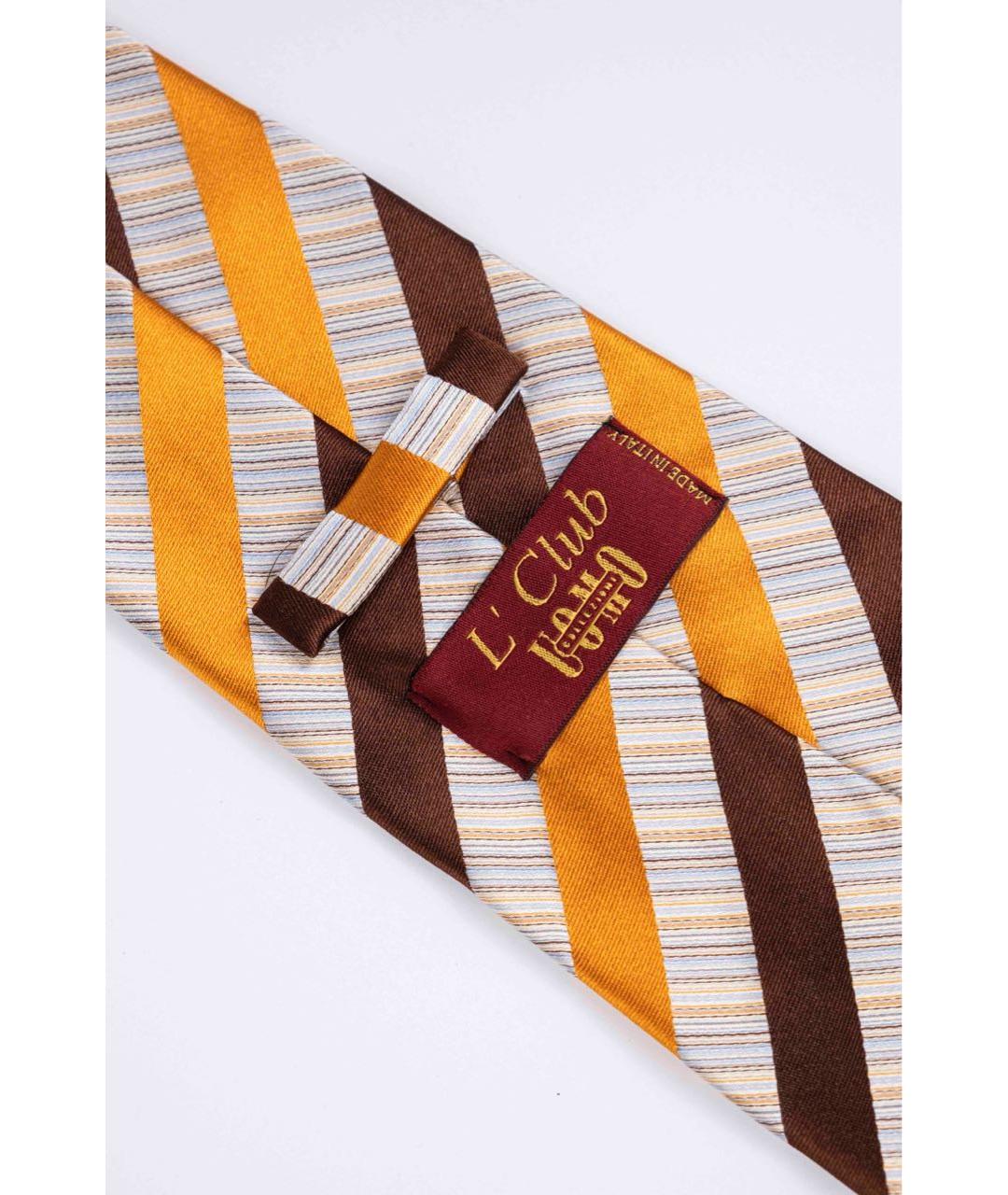 UOMO COLLEZIONI Коричневый шелковый галстук, фото 3