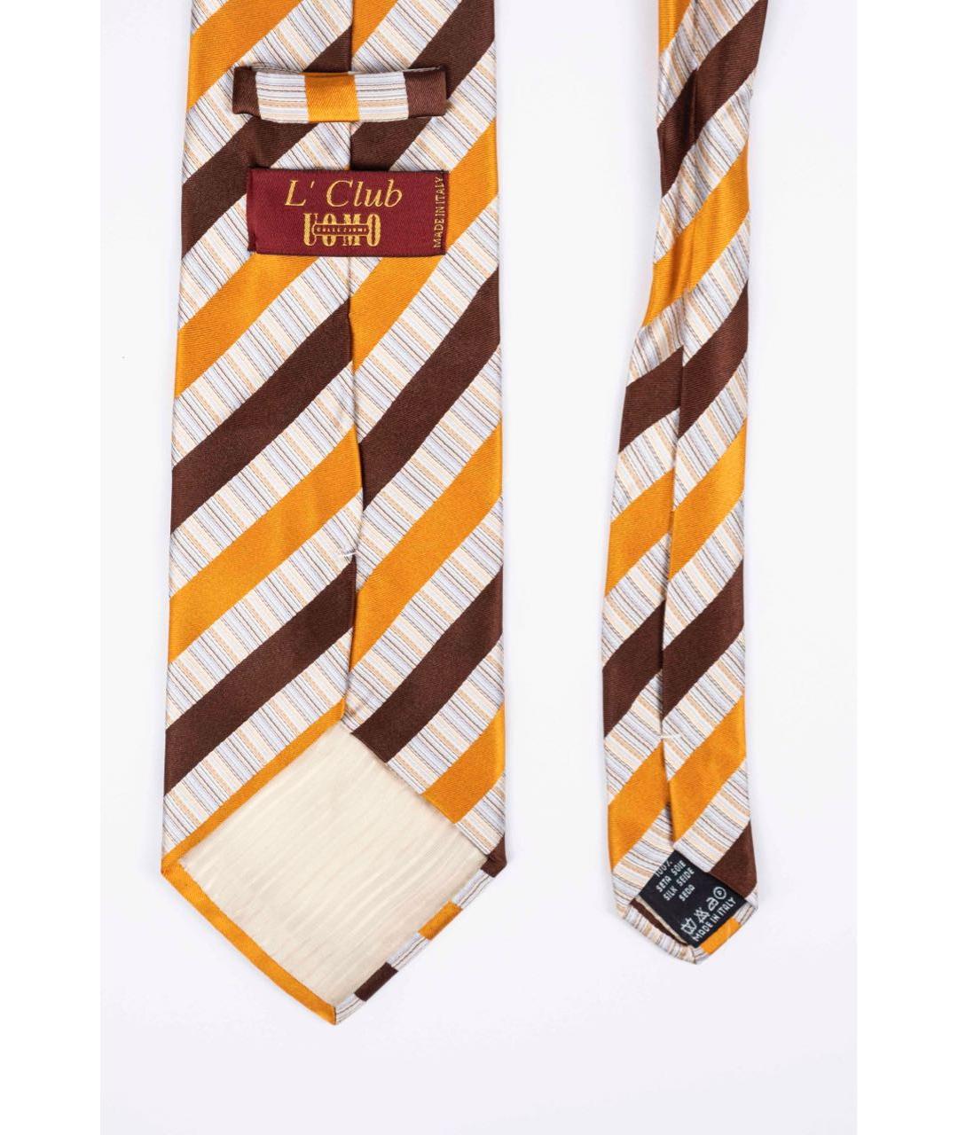 UOMO COLLEZIONI Коричневый шелковый галстук, фото 2