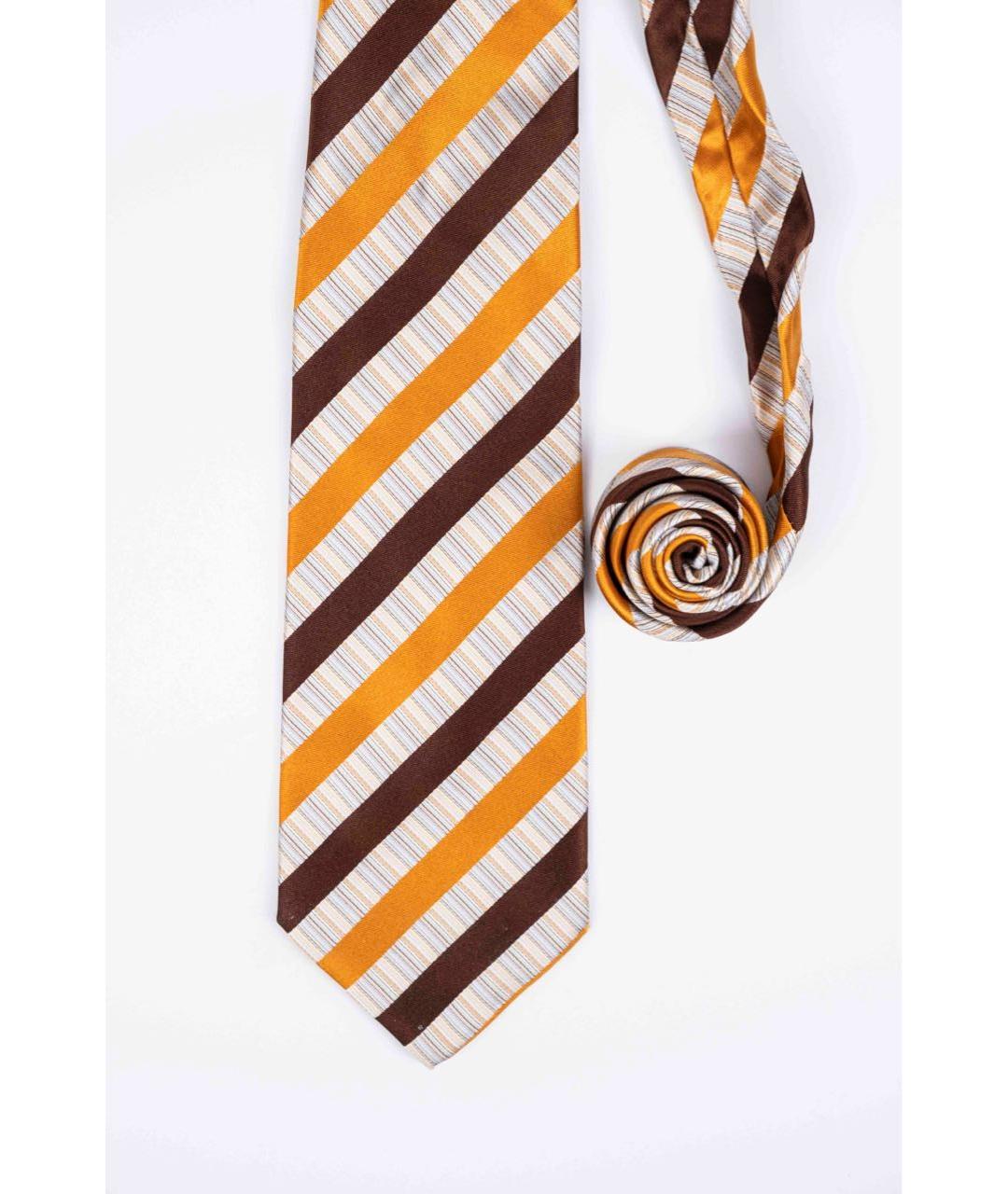 UOMO COLLEZIONI Коричневый шелковый галстук, фото 5