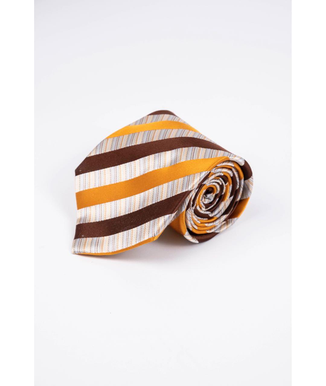 UOMO COLLEZIONI Коричневый шелковый галстук, фото 4