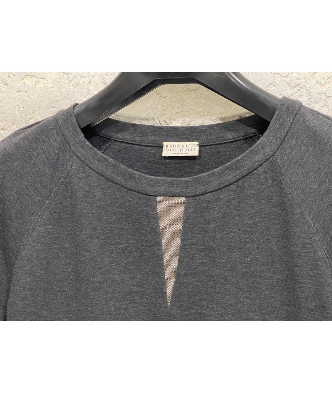 BRUNELLO CUCINELLI Серое хлопко-эластановое повседневное платье, фото 3